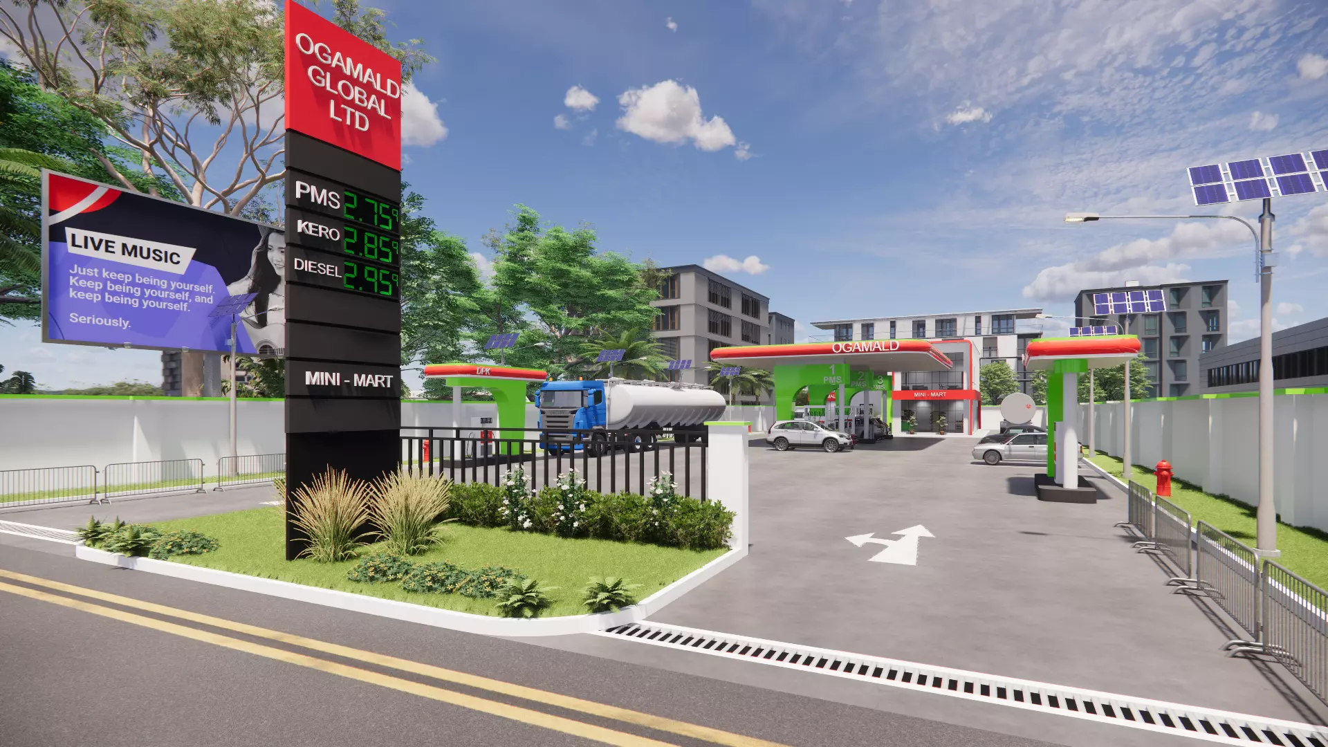 PETROL STATION Low-poly 3D model