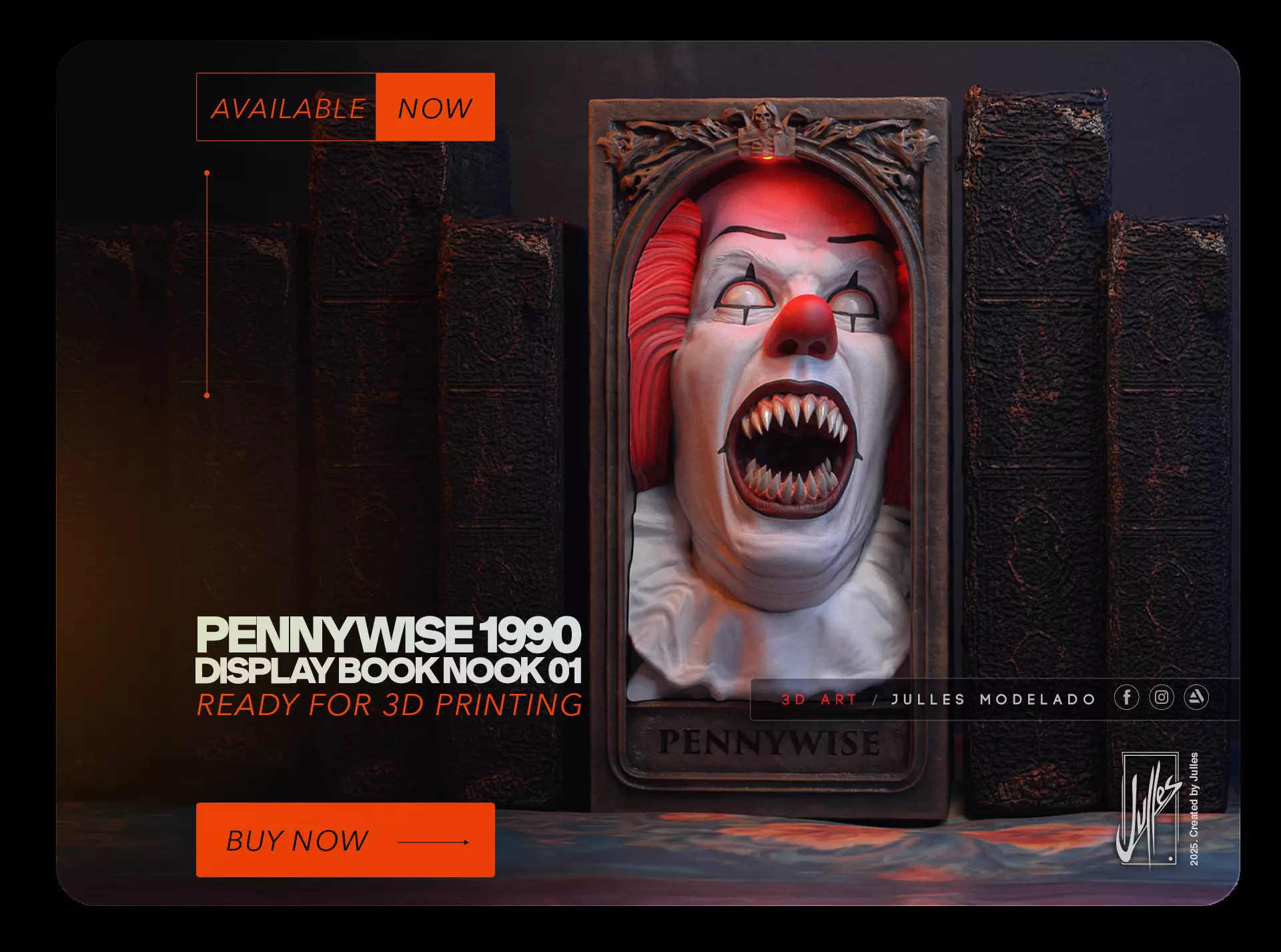 Display Book Nook Pennywise 1990 3D print model_0