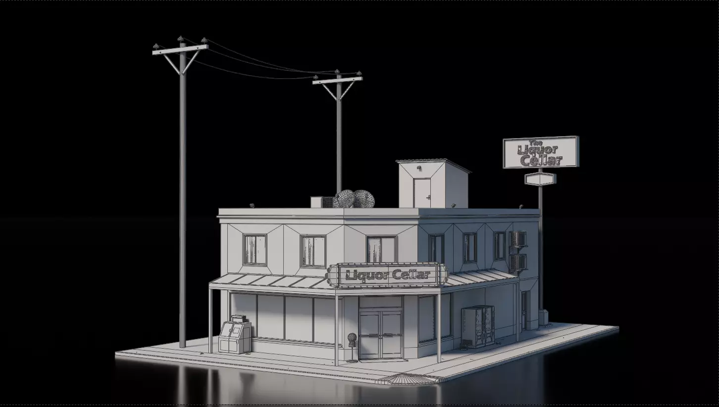 Liquor Store House 3D model_1