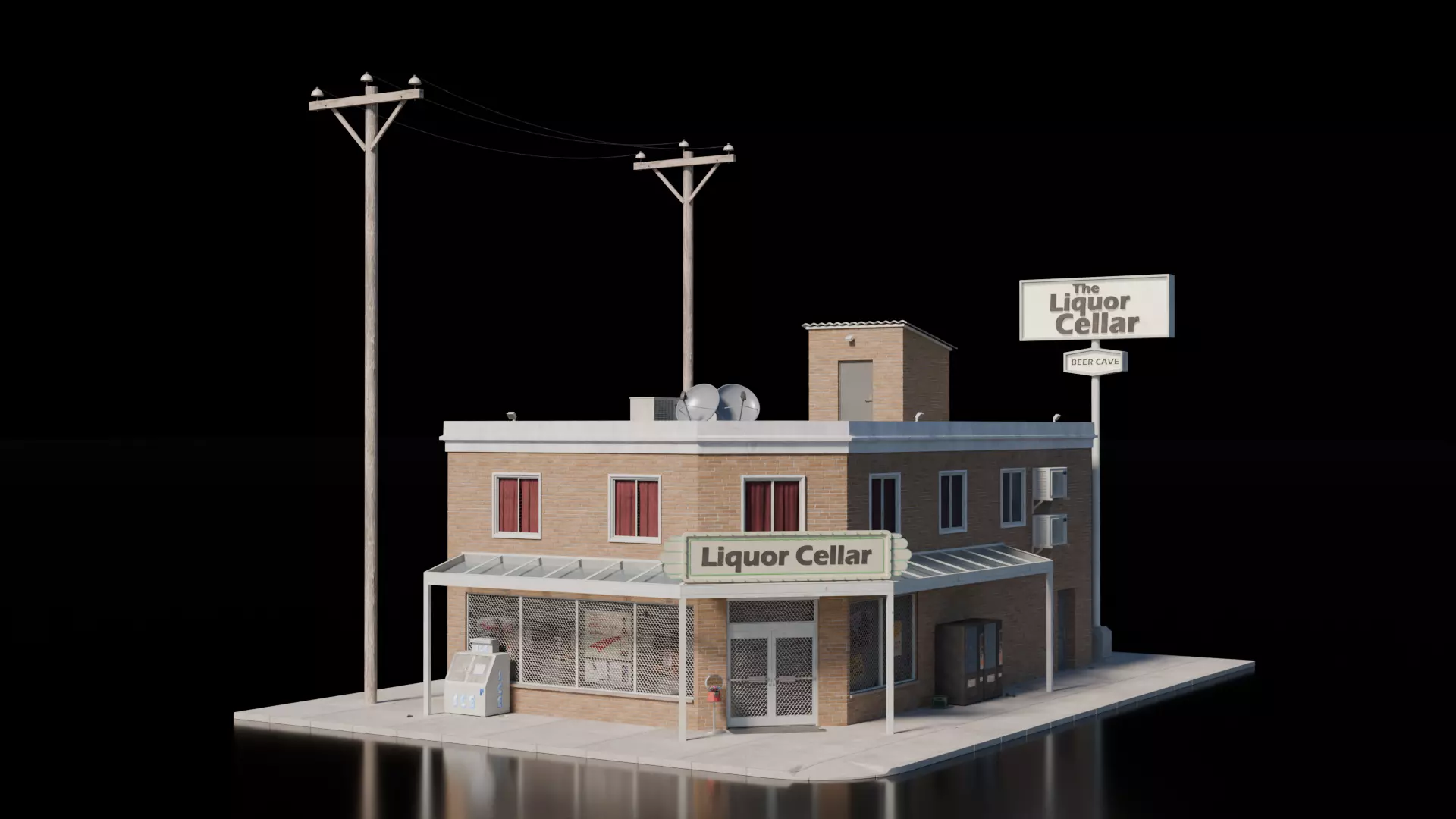 Liquor Store House 3D model_0