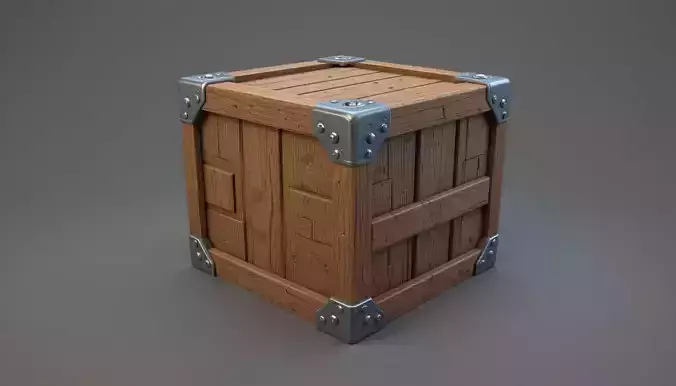 Wooden Crate 3D Model Low Poly Game Prop PBR Textures 