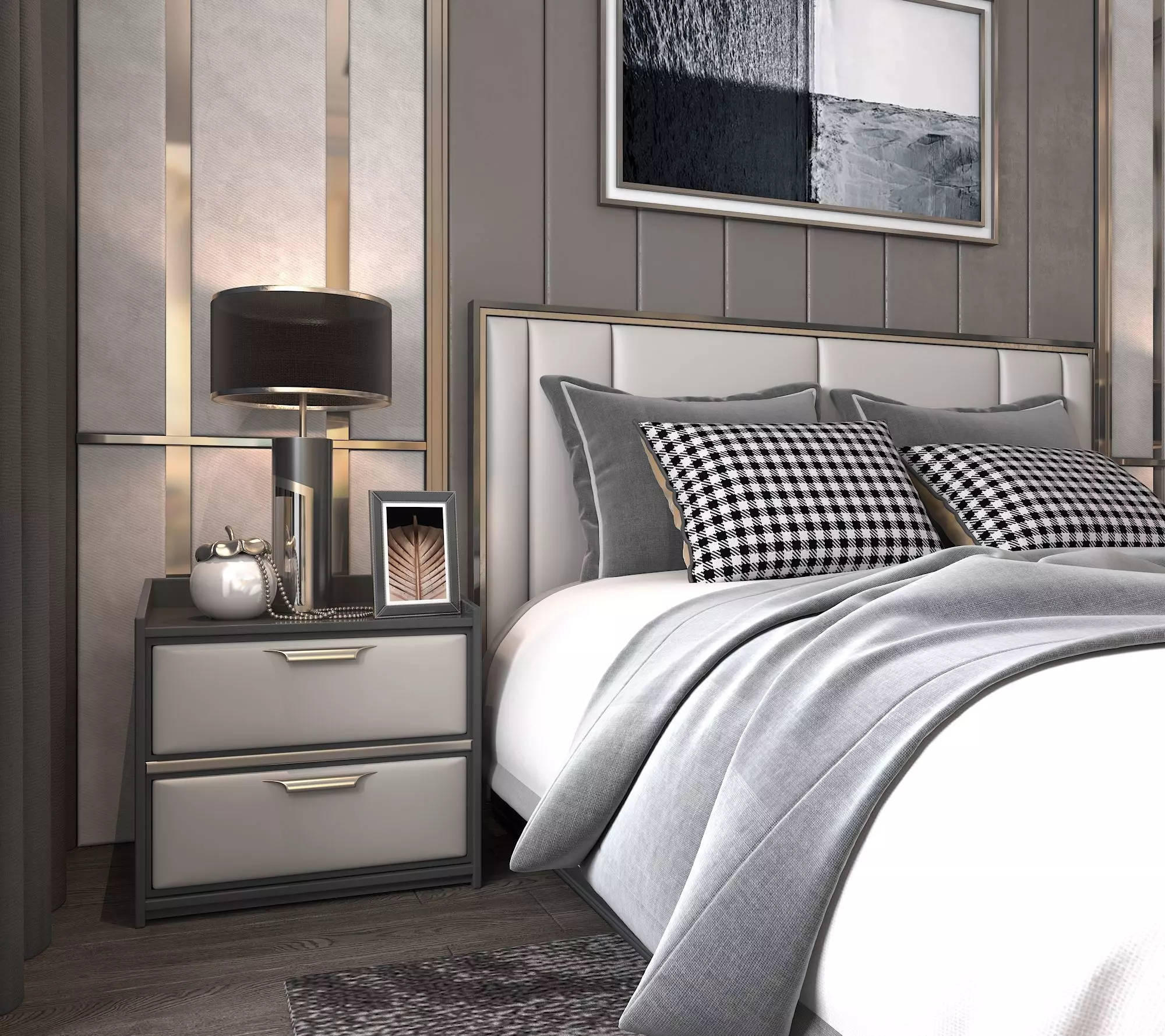Modern Bedroom Scene 3D model_3