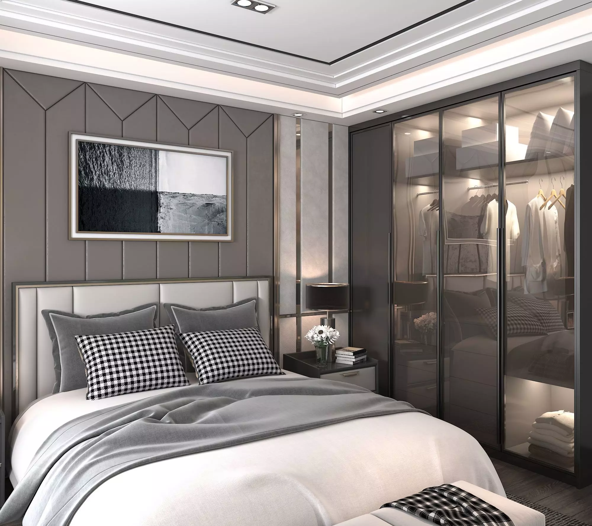 Modern Bedroom Scene 3D model_1