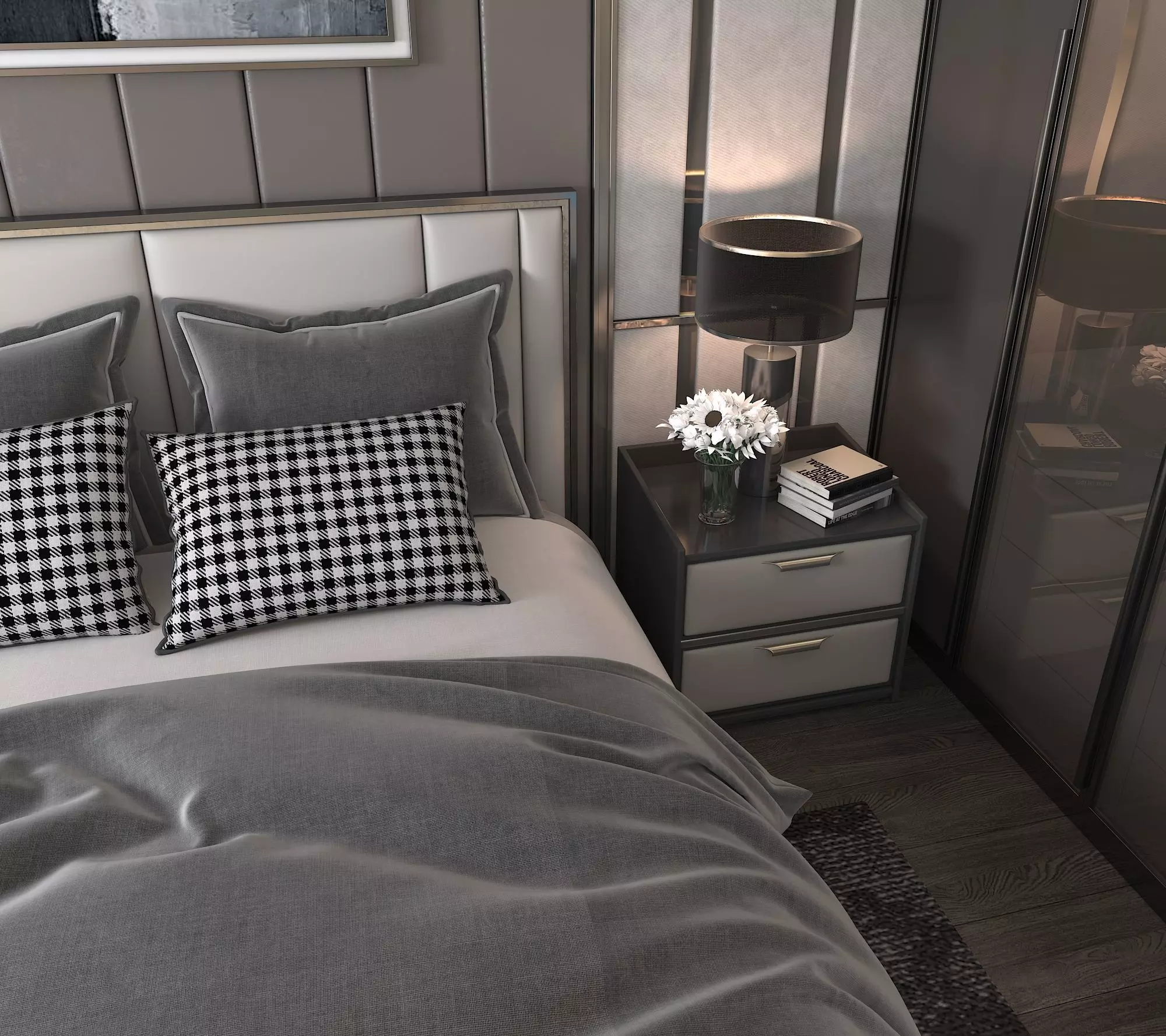 Modern Bedroom Scene 3D model_4