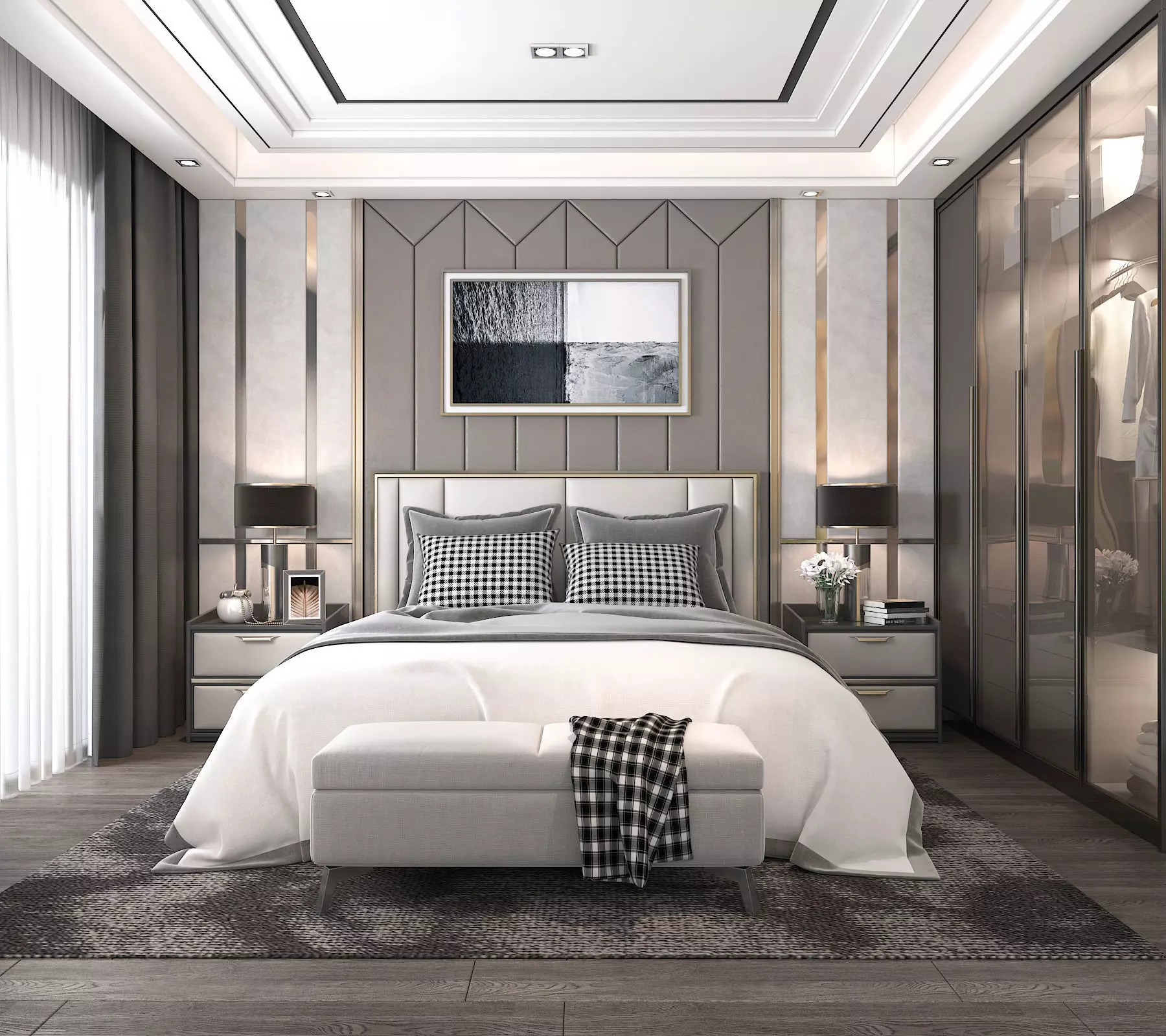 Modern Bedroom Scene 3D model_0