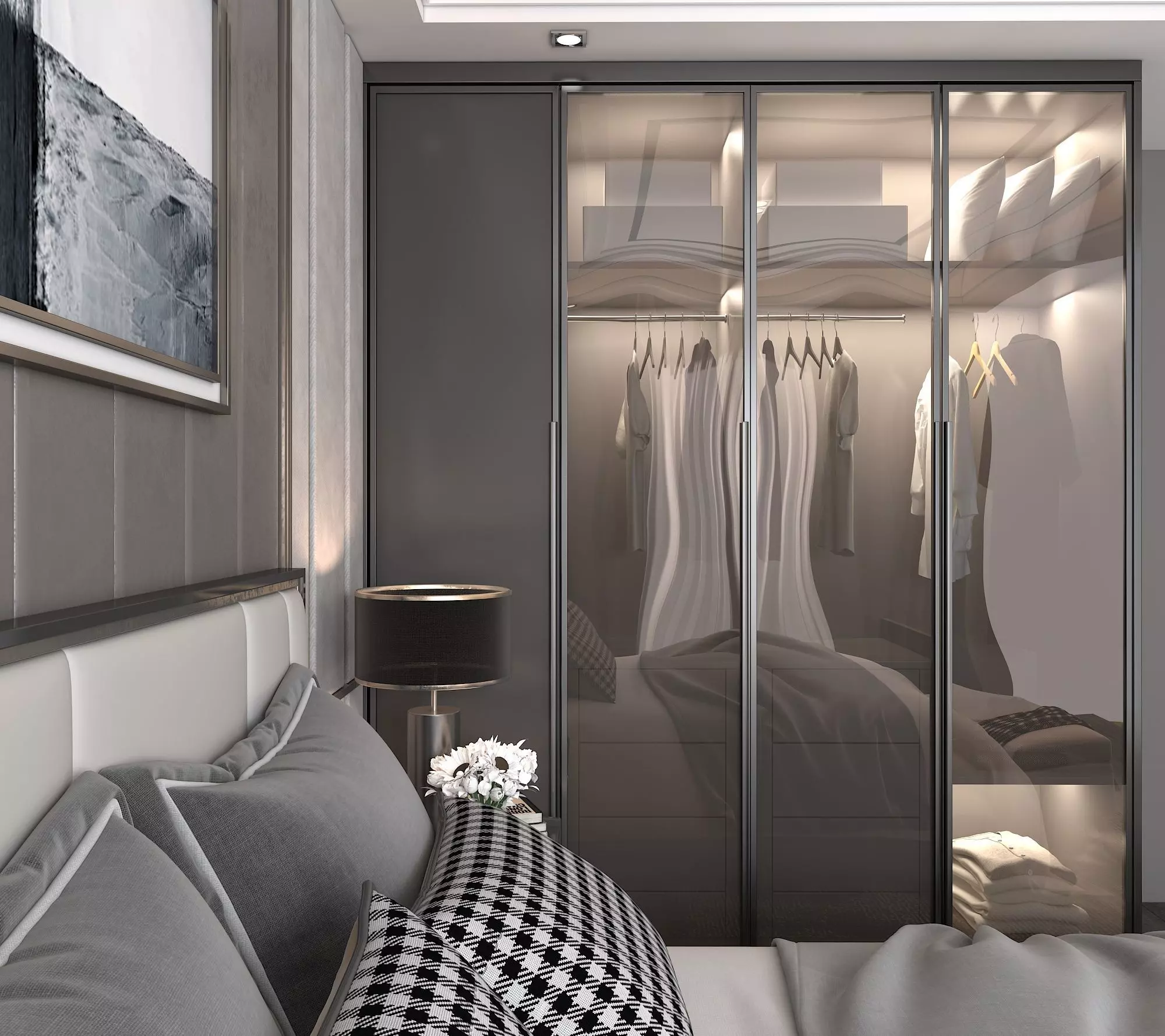 Modern Bedroom Scene 3D model_6