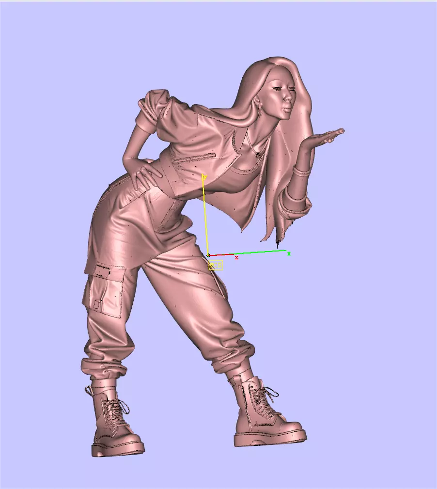 Girl blowing a kiss 3D print model_0
