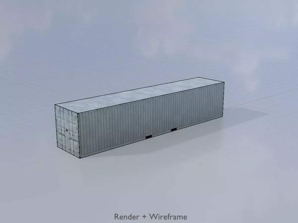 Shipping-Container light gray 40ft Low-poly 3D model_7
