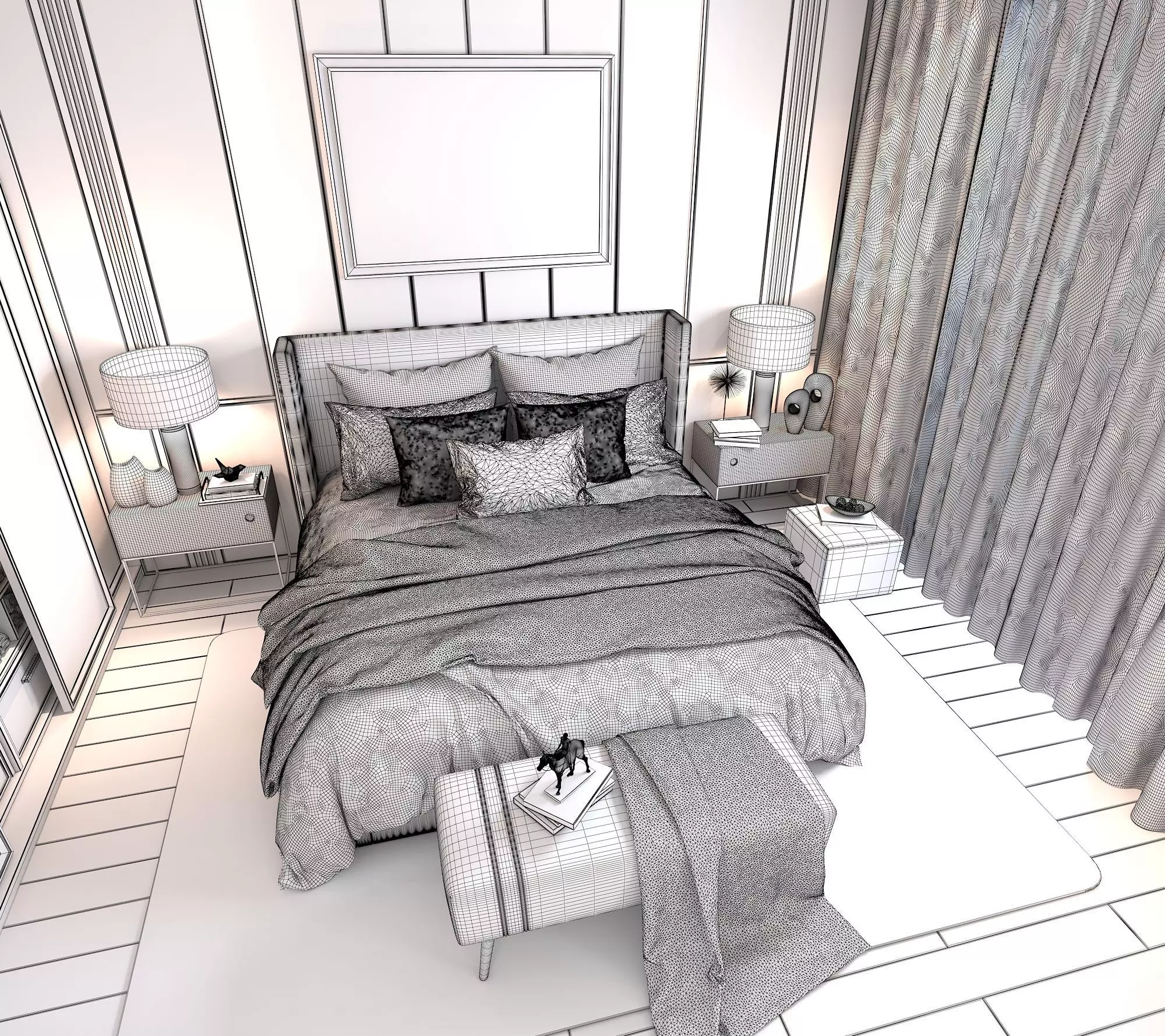 Modern Bedroom Scene 2 3D model_9