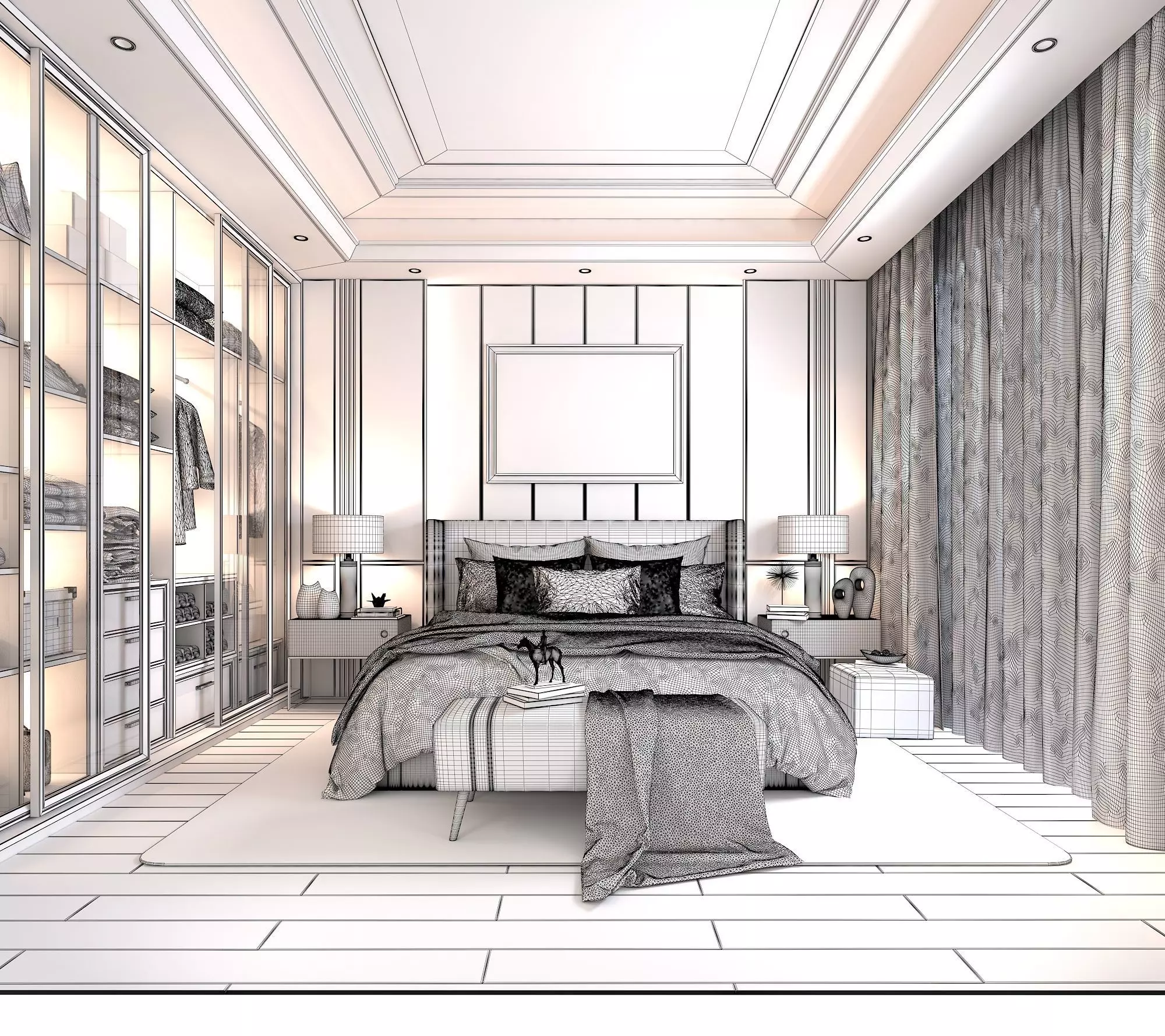 Modern Bedroom Scene 2 3D model_7