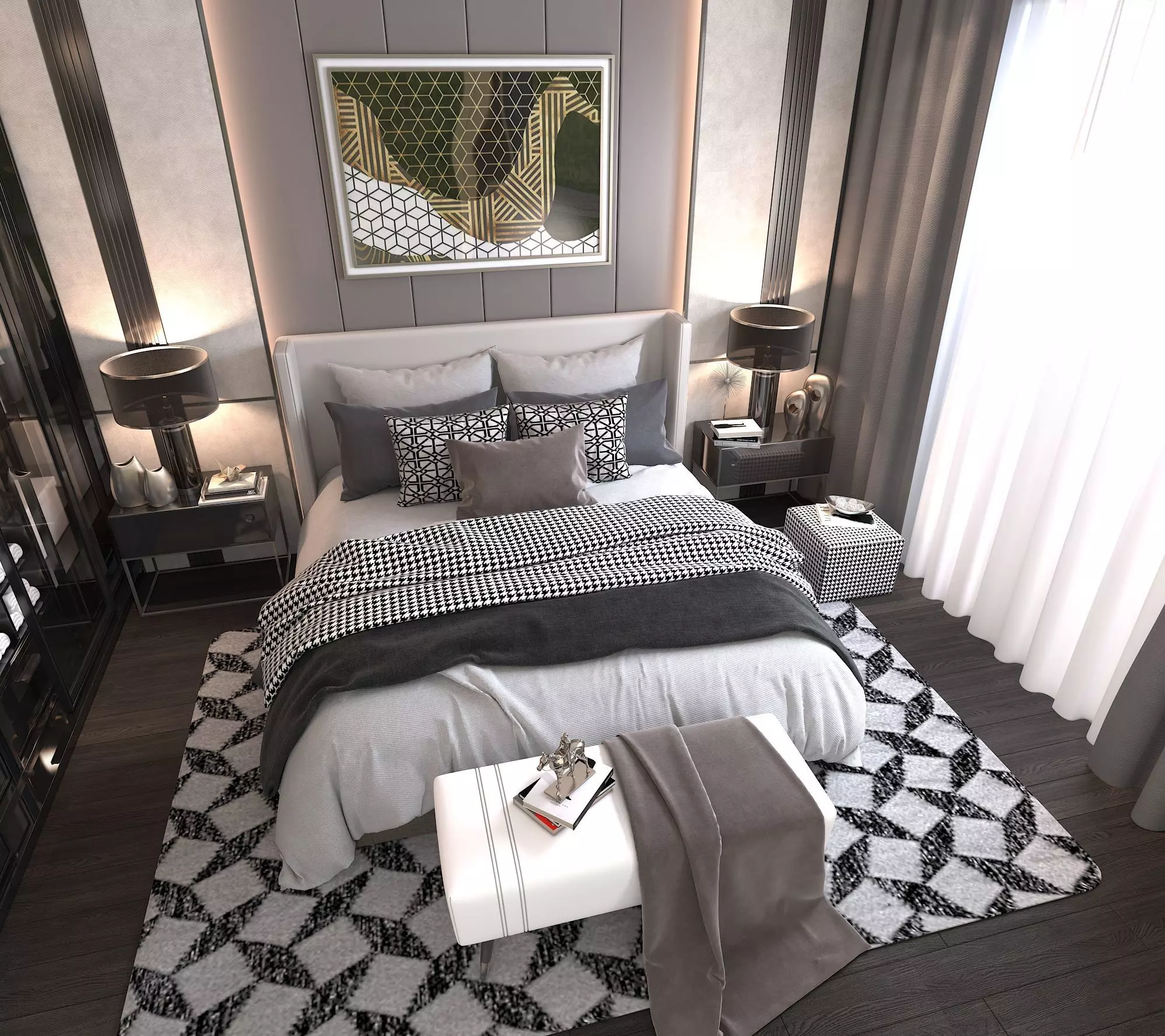 Modern Bedroom Scene 2 3D model_6