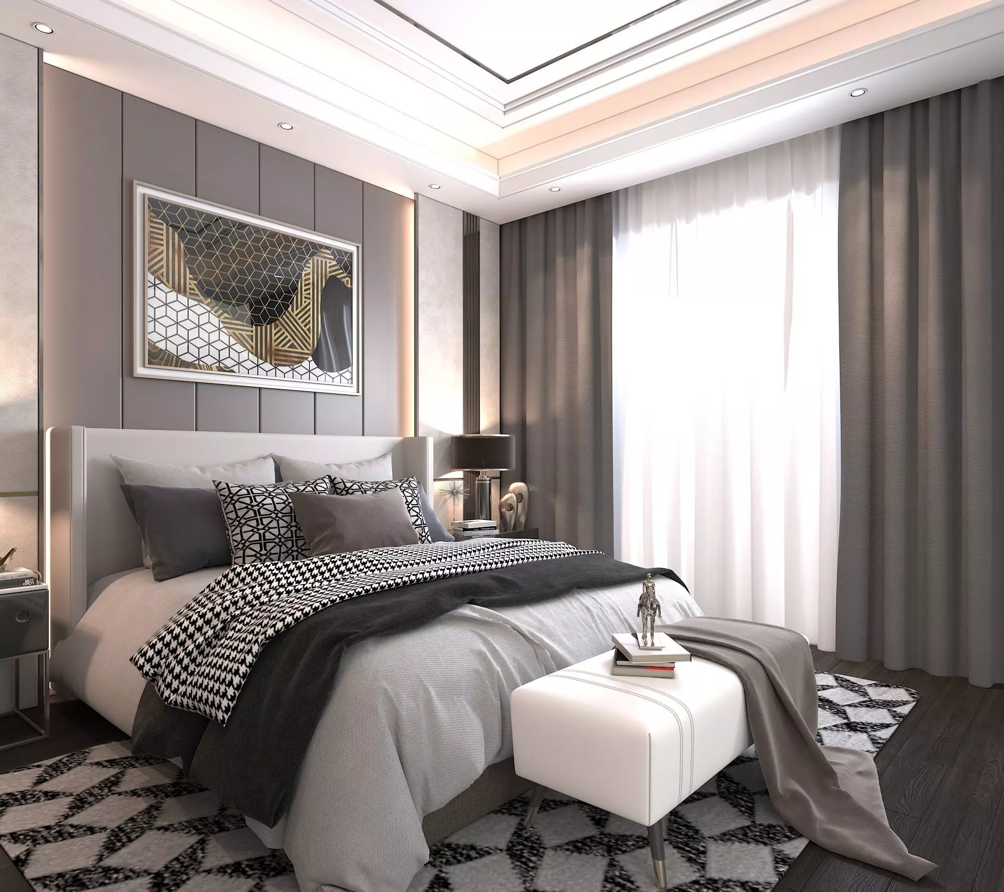 Modern Bedroom Scene 2 3D model_2