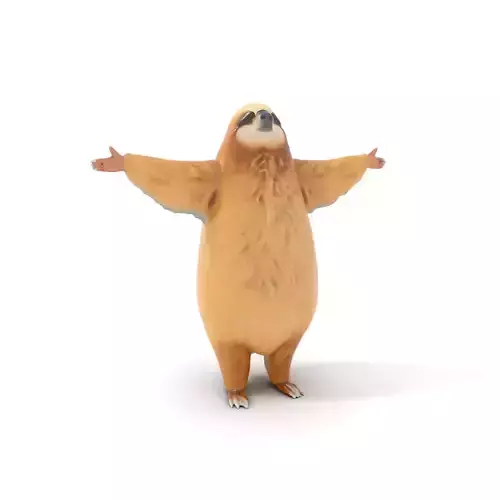 Fluffy Sloth Character model pack Low-poly 3D model
