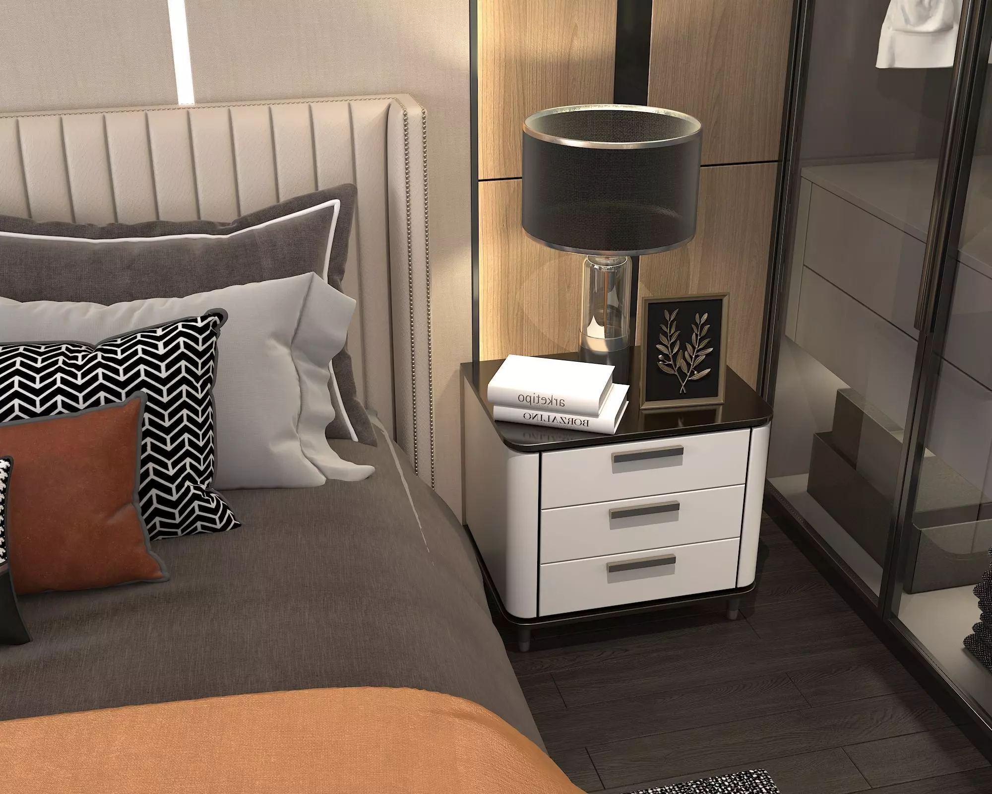 Modern Bedroom Scene 4 3D model_5