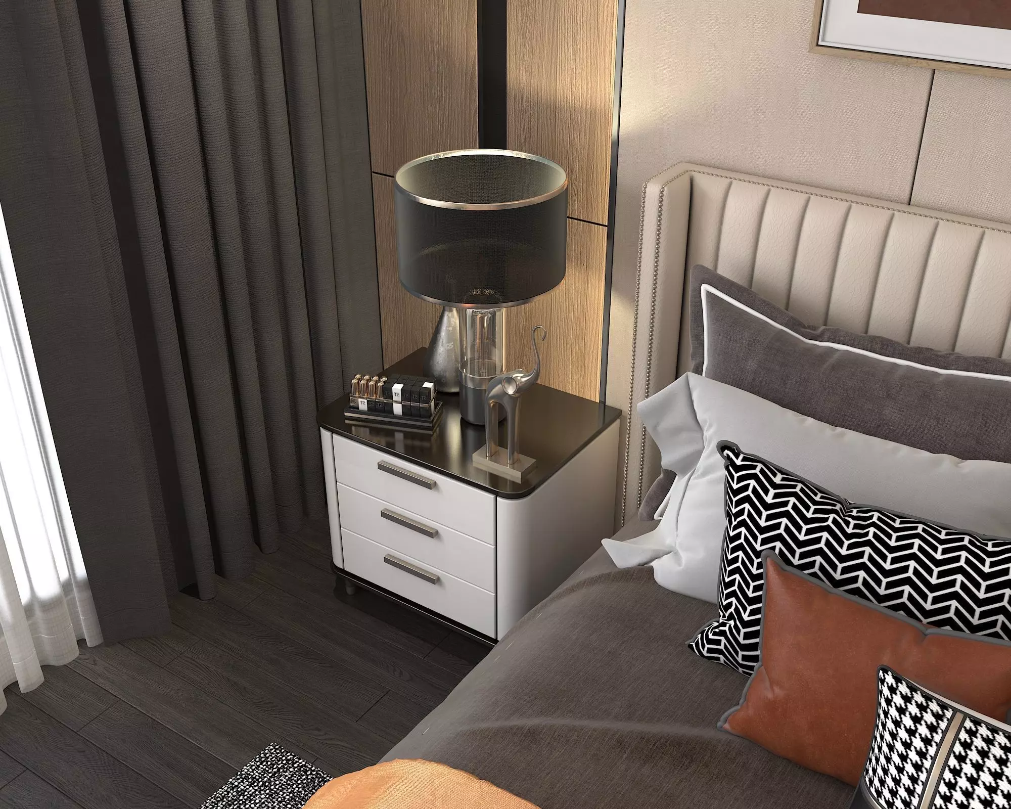 Modern Bedroom Scene 4 3D model_4
