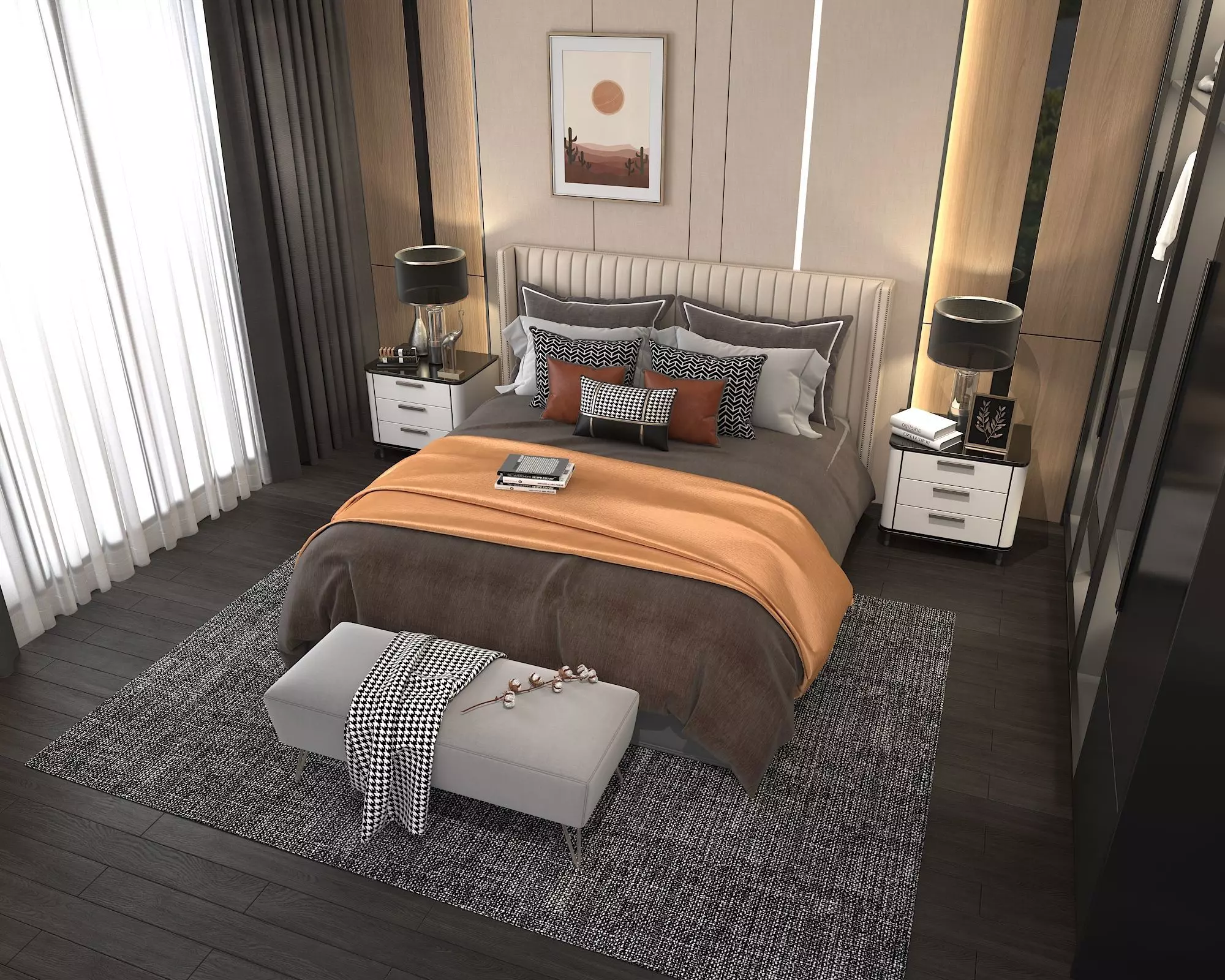 Modern Bedroom Scene 4 3D model_3