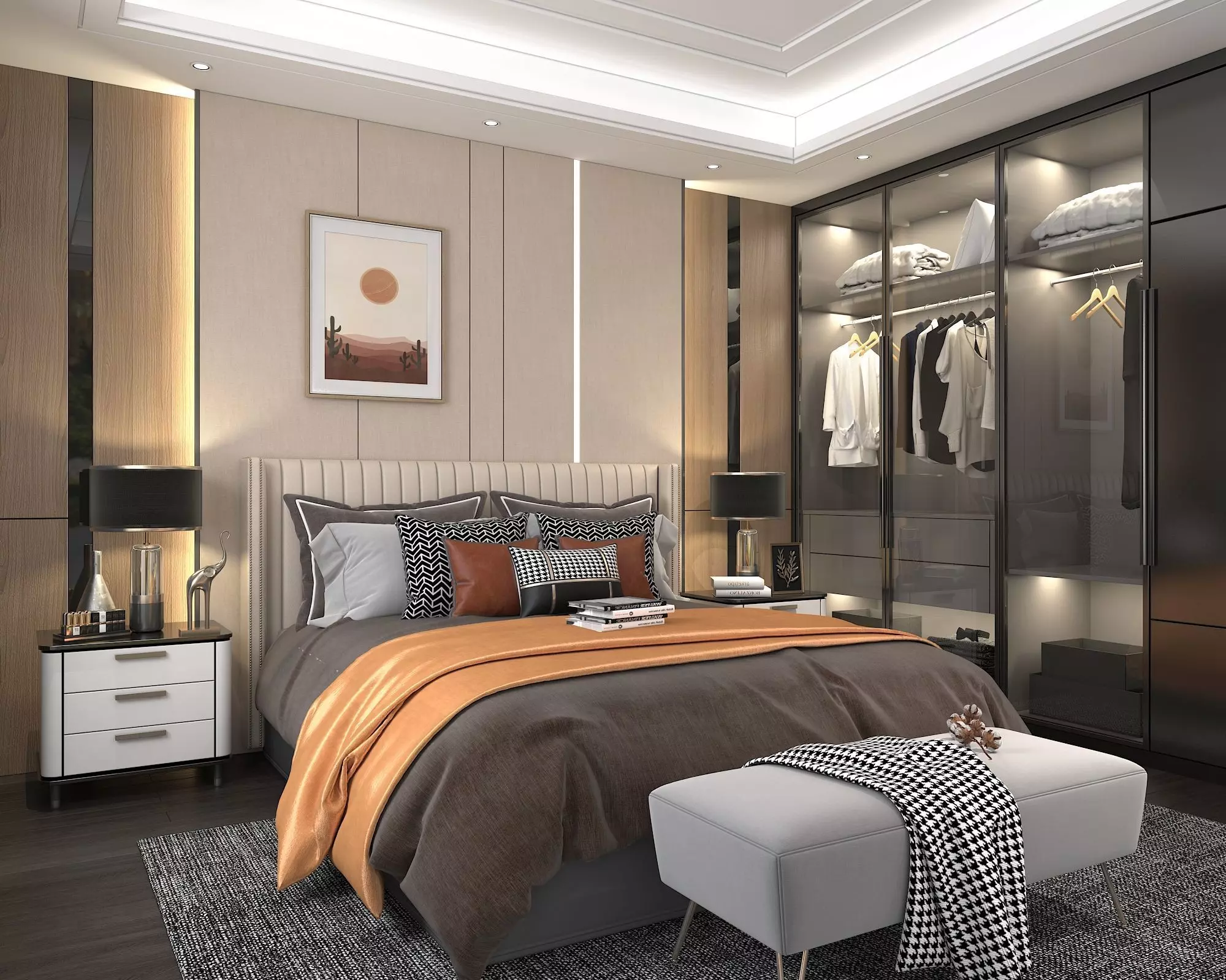 Modern Bedroom Scene 4 3D model_1