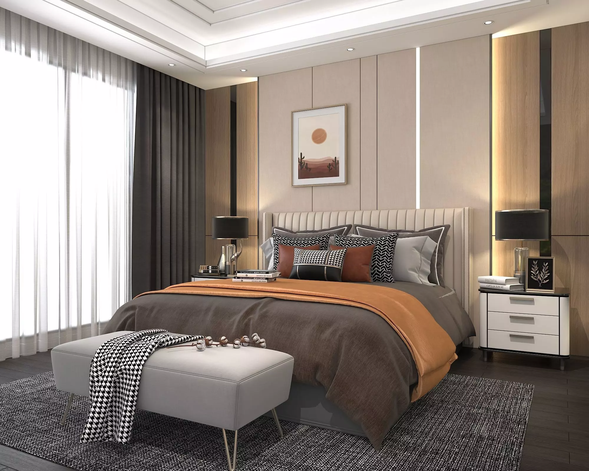 Modern Bedroom Scene 4 3D model_2