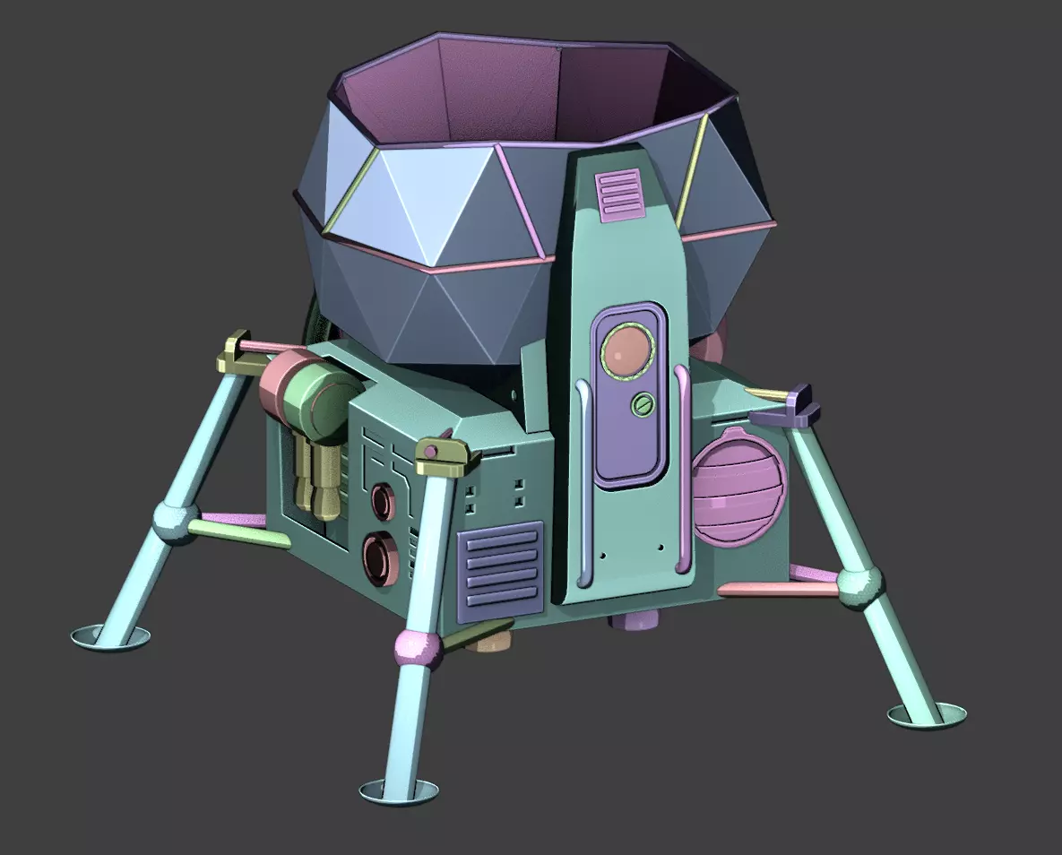 Cactus pot shaped like a lunar module 3D print model_2