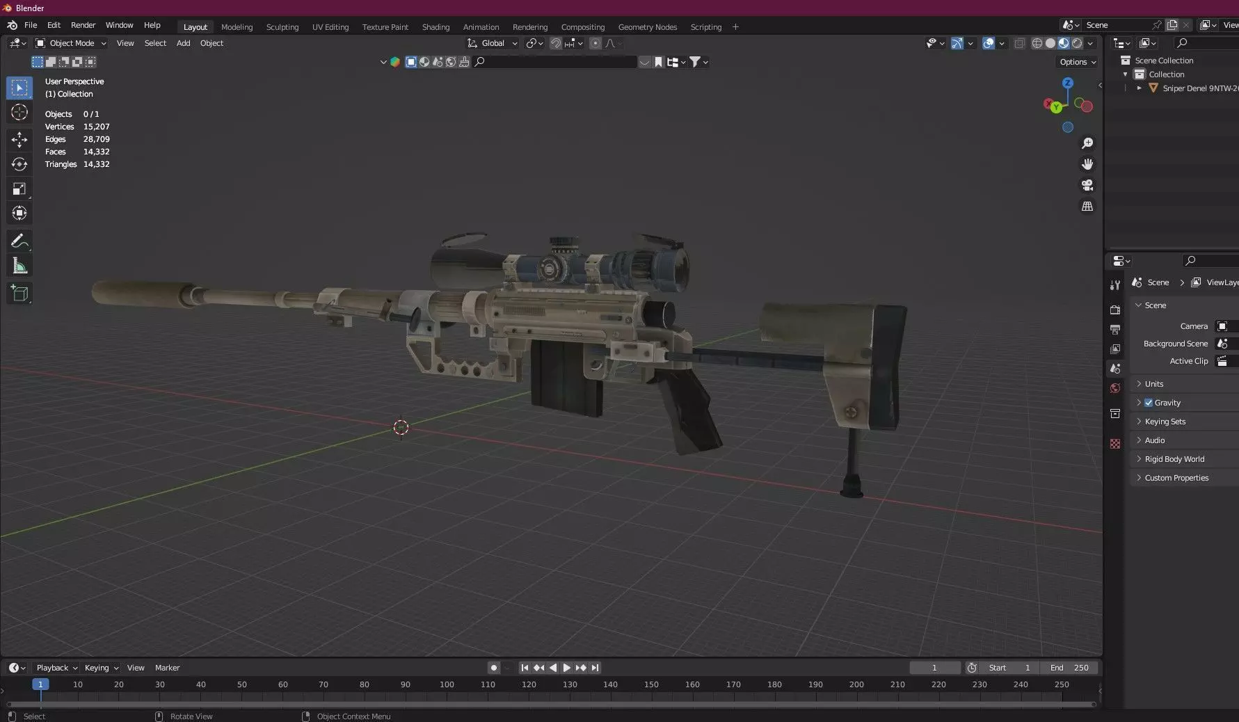 Sniper Denel 8NTW-20 Low-Poly 3D Model Low-poly 3D model_10