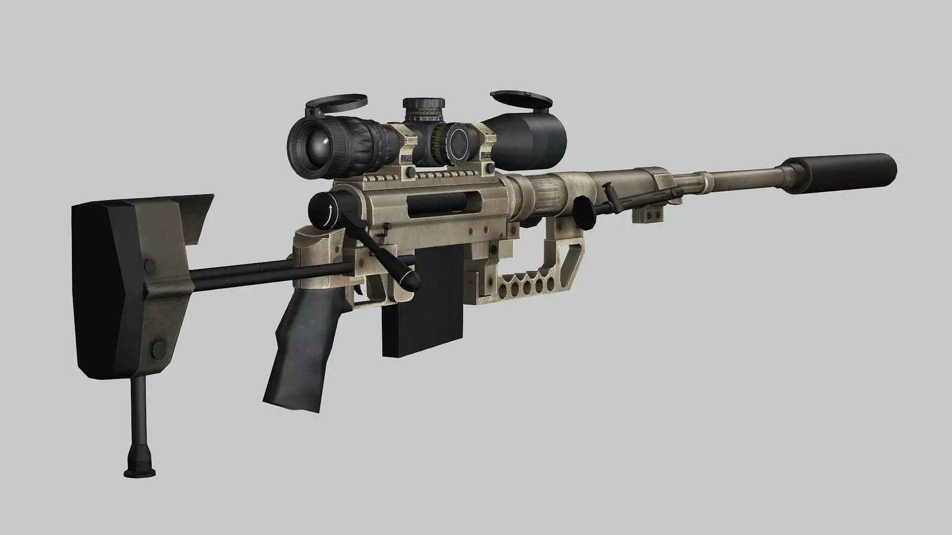 Sniper Denel 8NTW-20 Low-Poly 3D Model Low-poly 3D model_2