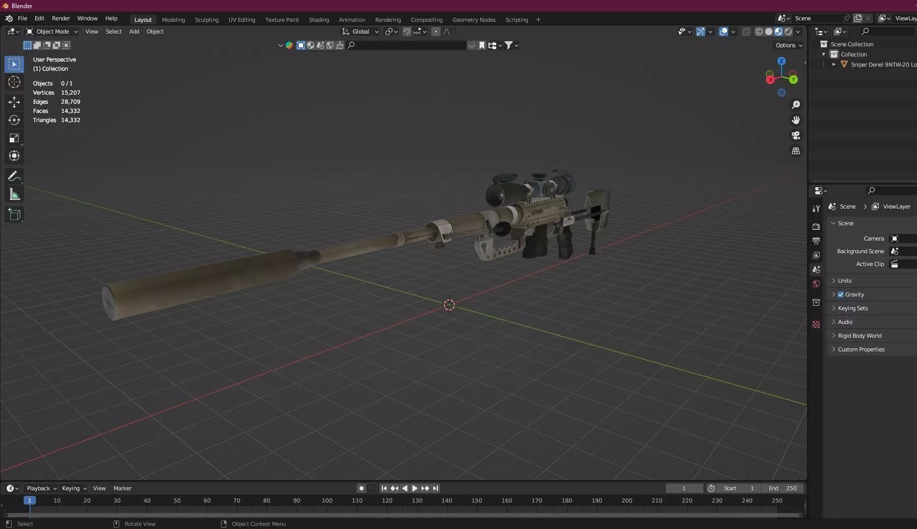 Sniper Denel 8NTW-20 Low-Poly 3D Model Low-poly 3D model_9