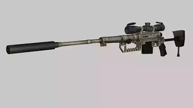 Sniper Denel 8NTW-20 Low-Poly 3D Model