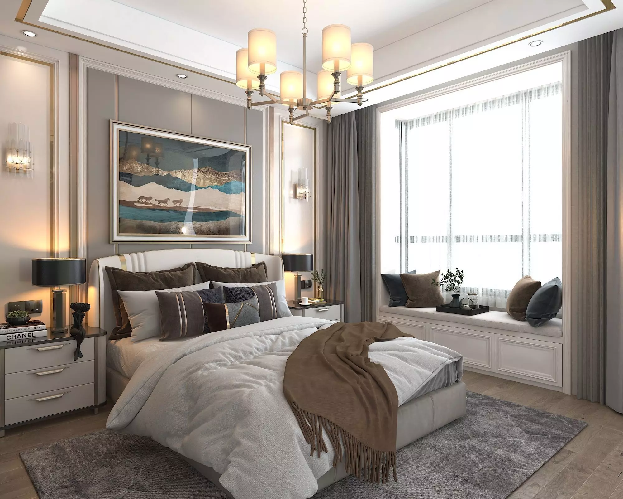 Modern Bedroom Scene 5 3D model_2