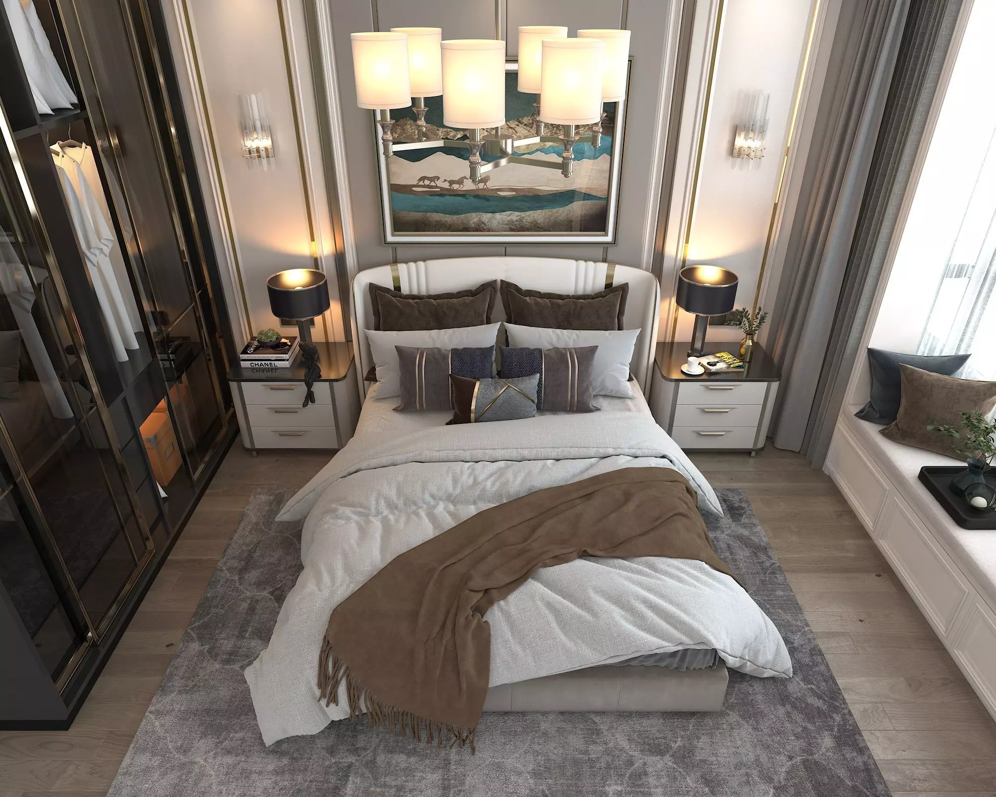 Modern Bedroom Scene 5 3D model_4