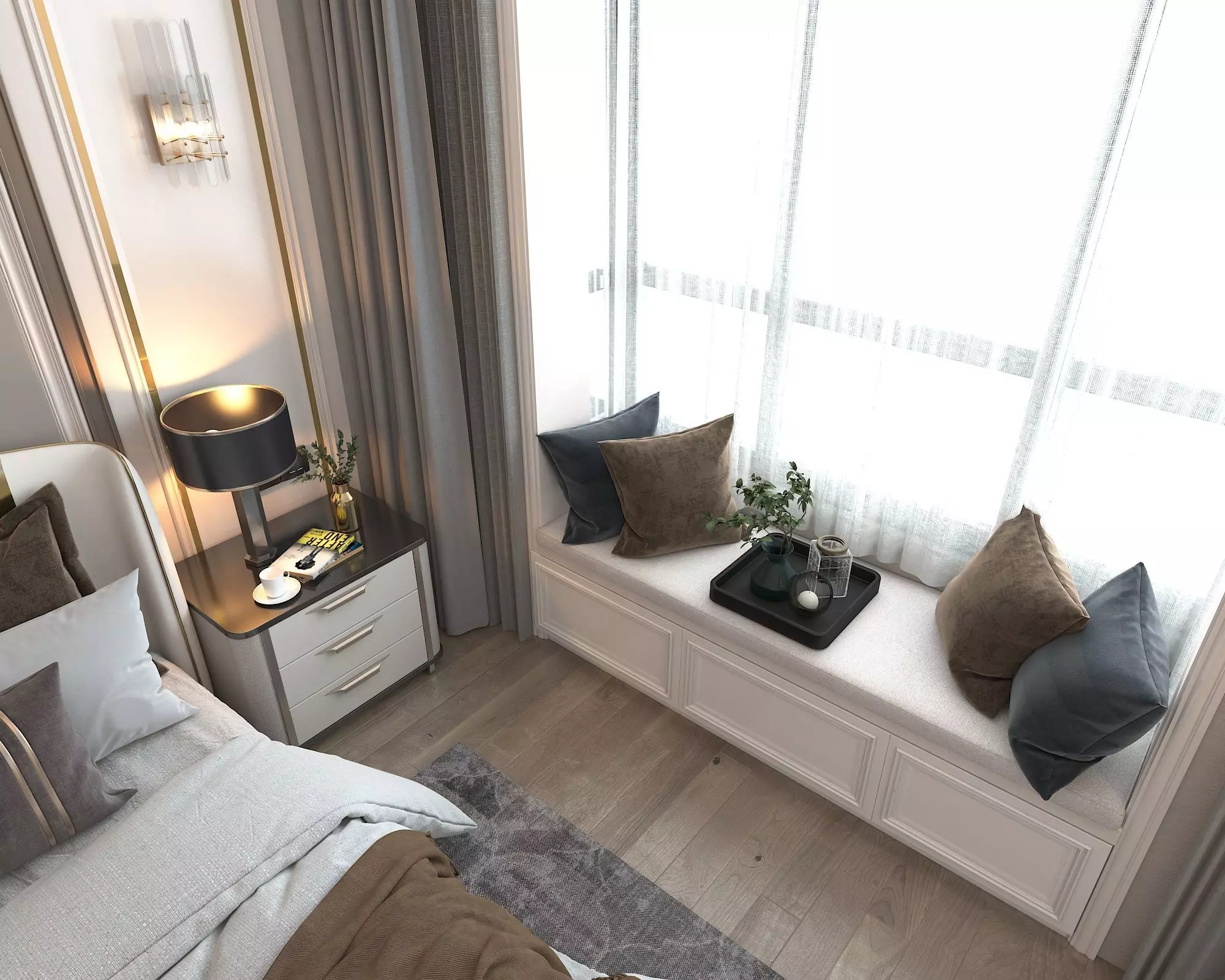 Modern Bedroom Scene 5 3D model_7