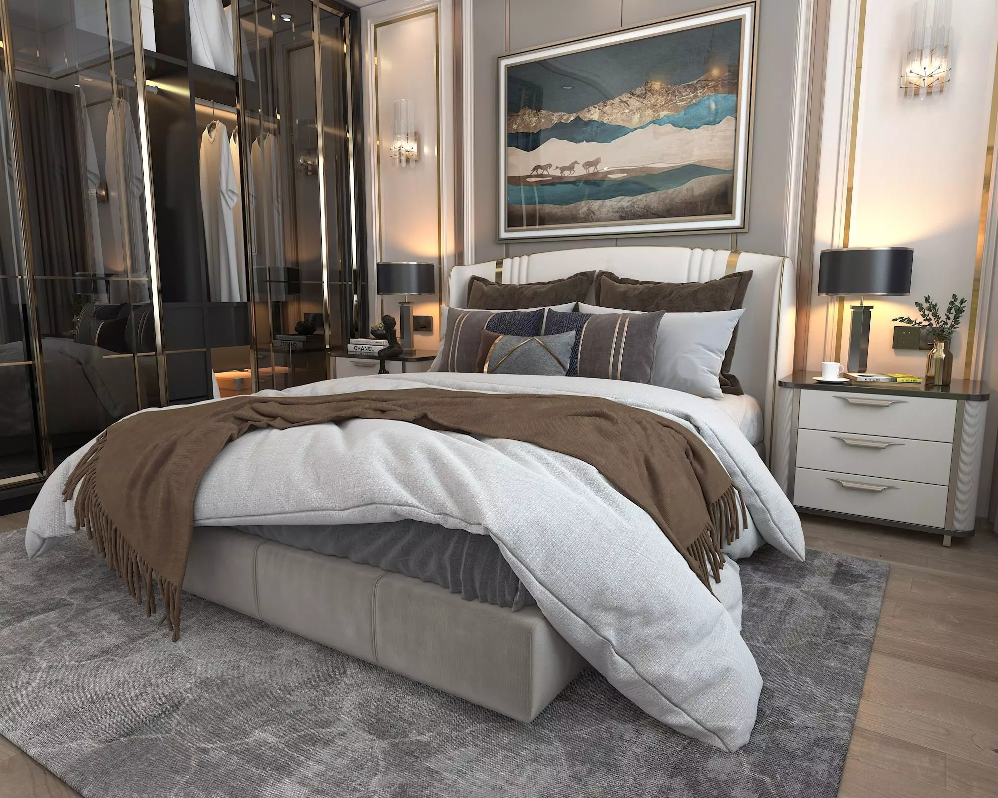 Modern Bedroom Scene 5 3D model_6