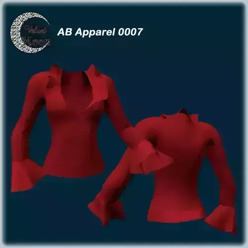 VM A0007 - Sexy blouse with ruffled collar and deep neckline Low-poly 3D model