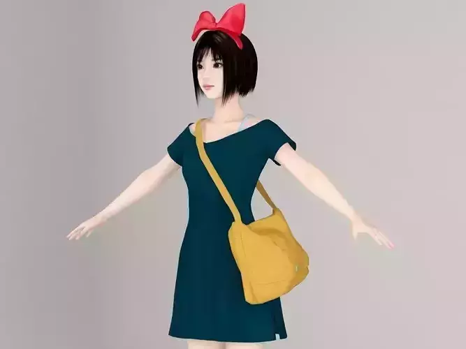  T pose nonrigged model of Satomi the witch