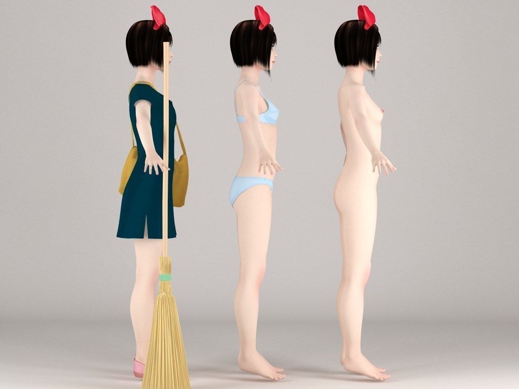  T pose rigged model of Satomi the witch 3D model_6