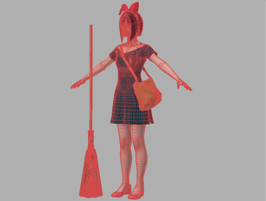  T pose rigged model of Satomi the witch 3D model_9