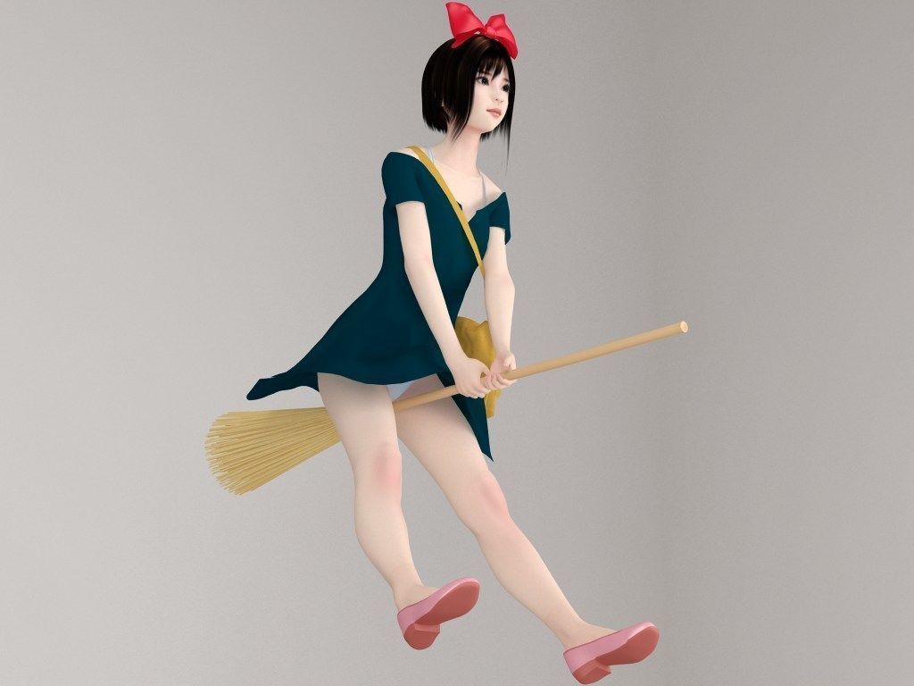  T pose rigged model of Satomi the witch 3D model_1