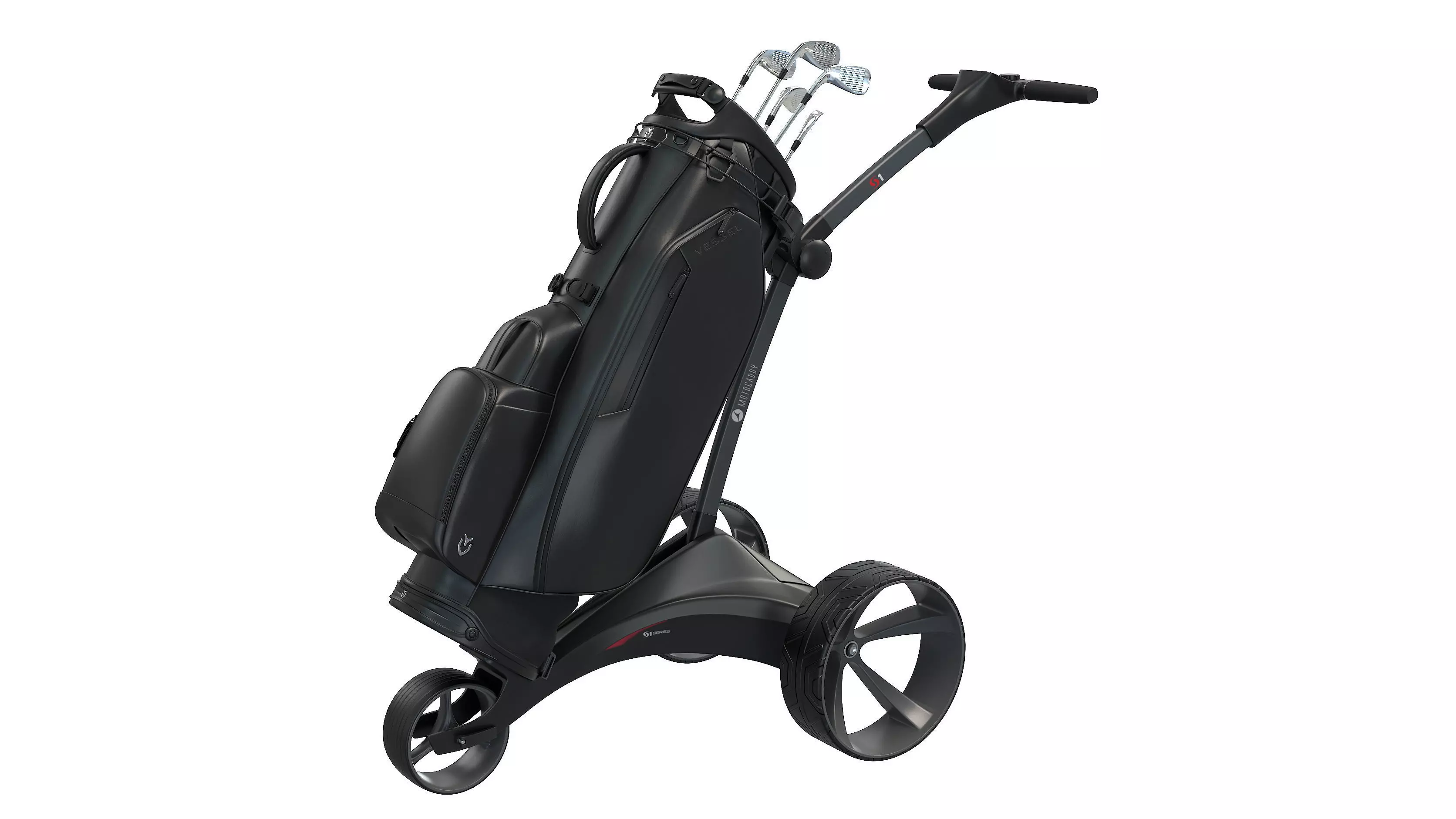 Motocaddy S1 Electric Golf Trolley with Bag Low-poly 3D model_0