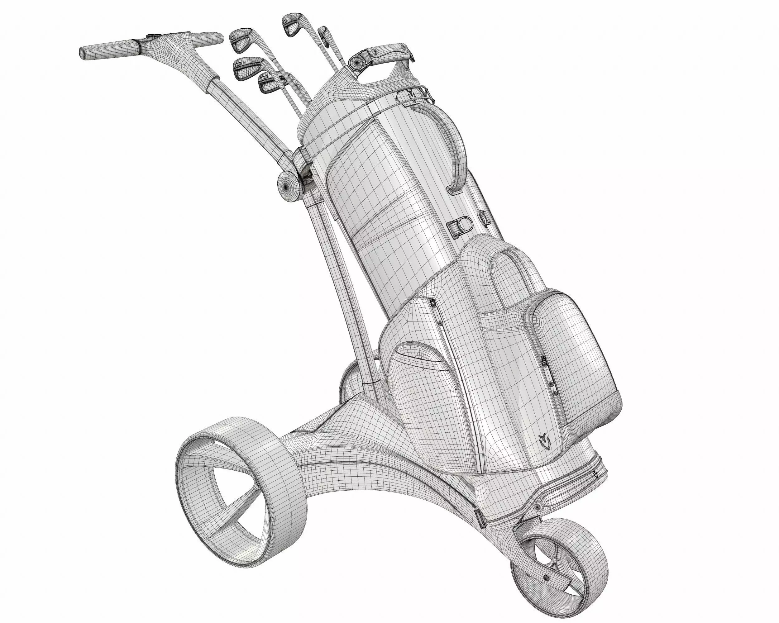 Motocaddy S1 Electric Golf Trolley with Bag Low-poly 3D model_9