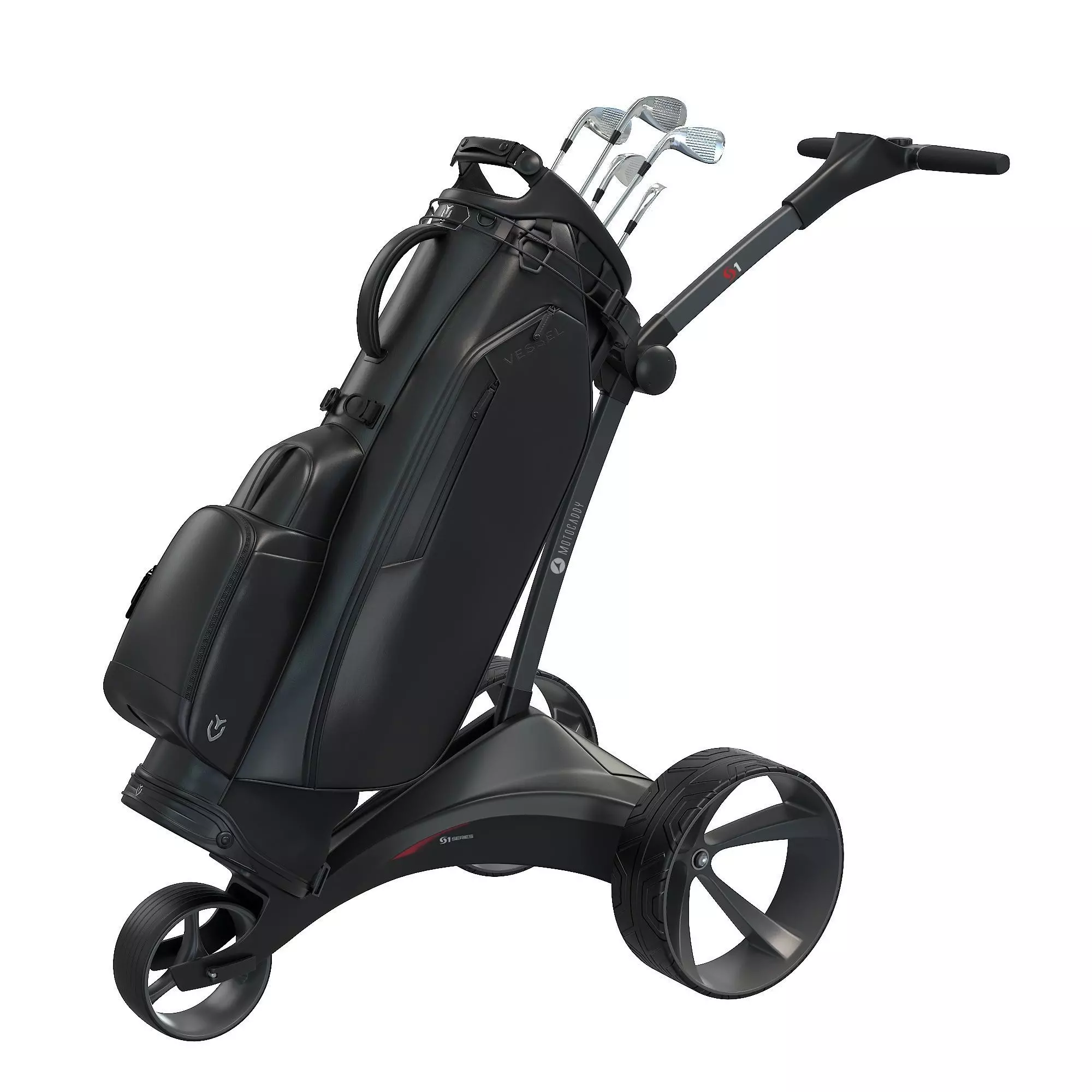 Motocaddy S1 Electric Golf Trolley with Bag Low-poly 3D model_6