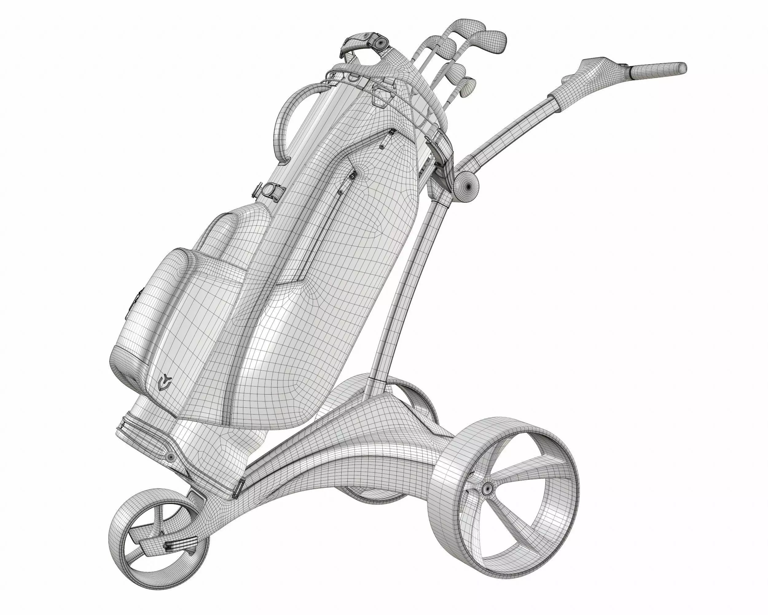 Motocaddy S1 Electric Golf Trolley with Bag Low-poly 3D model_8