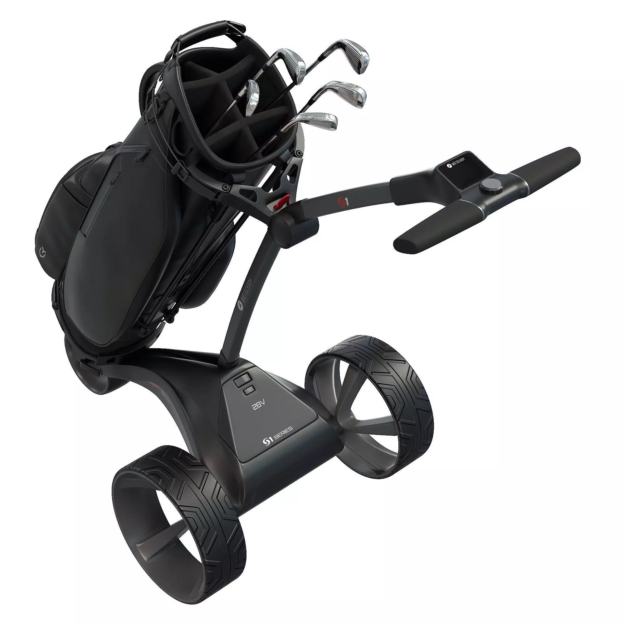 Motocaddy S1 Electric Golf Trolley with Bag Low-poly 3D model_4