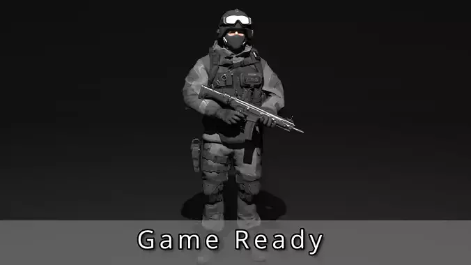 Game Ready Fireteam member - Low Poly Basic Military Operator