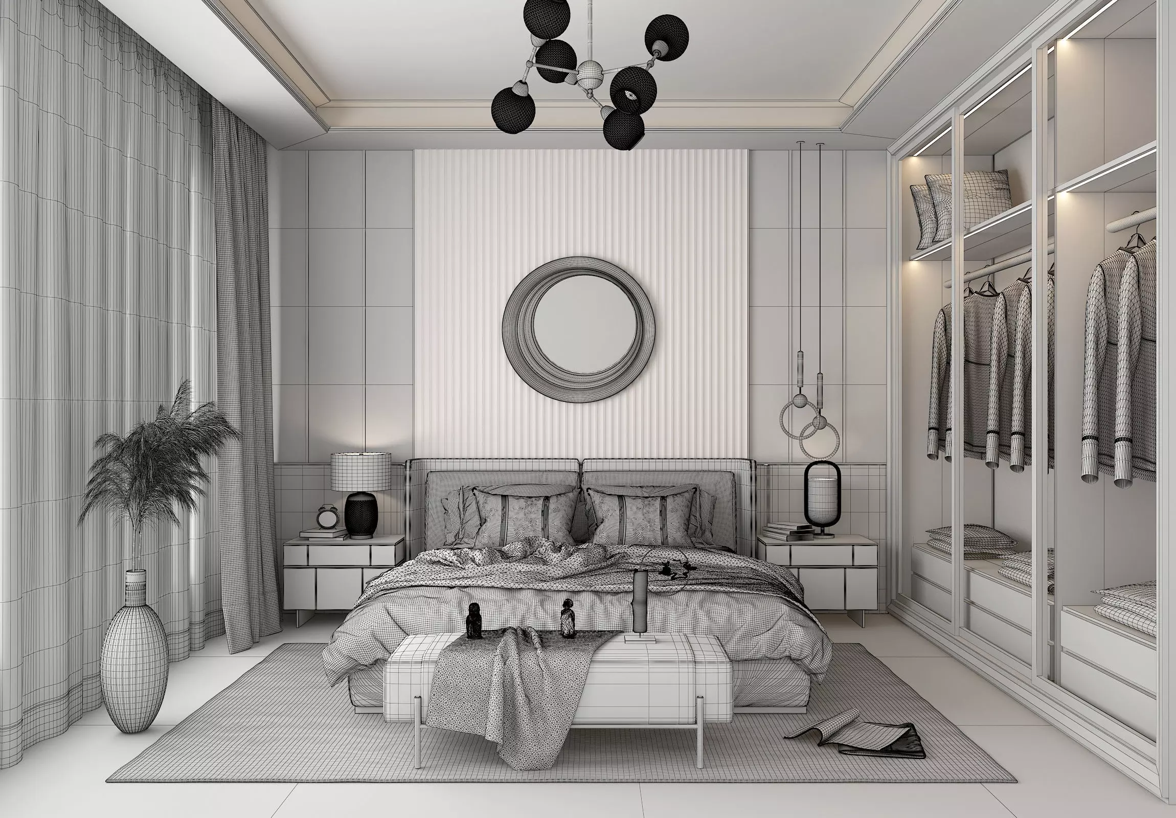 Modern Bedroom Scene 8 3D model_7