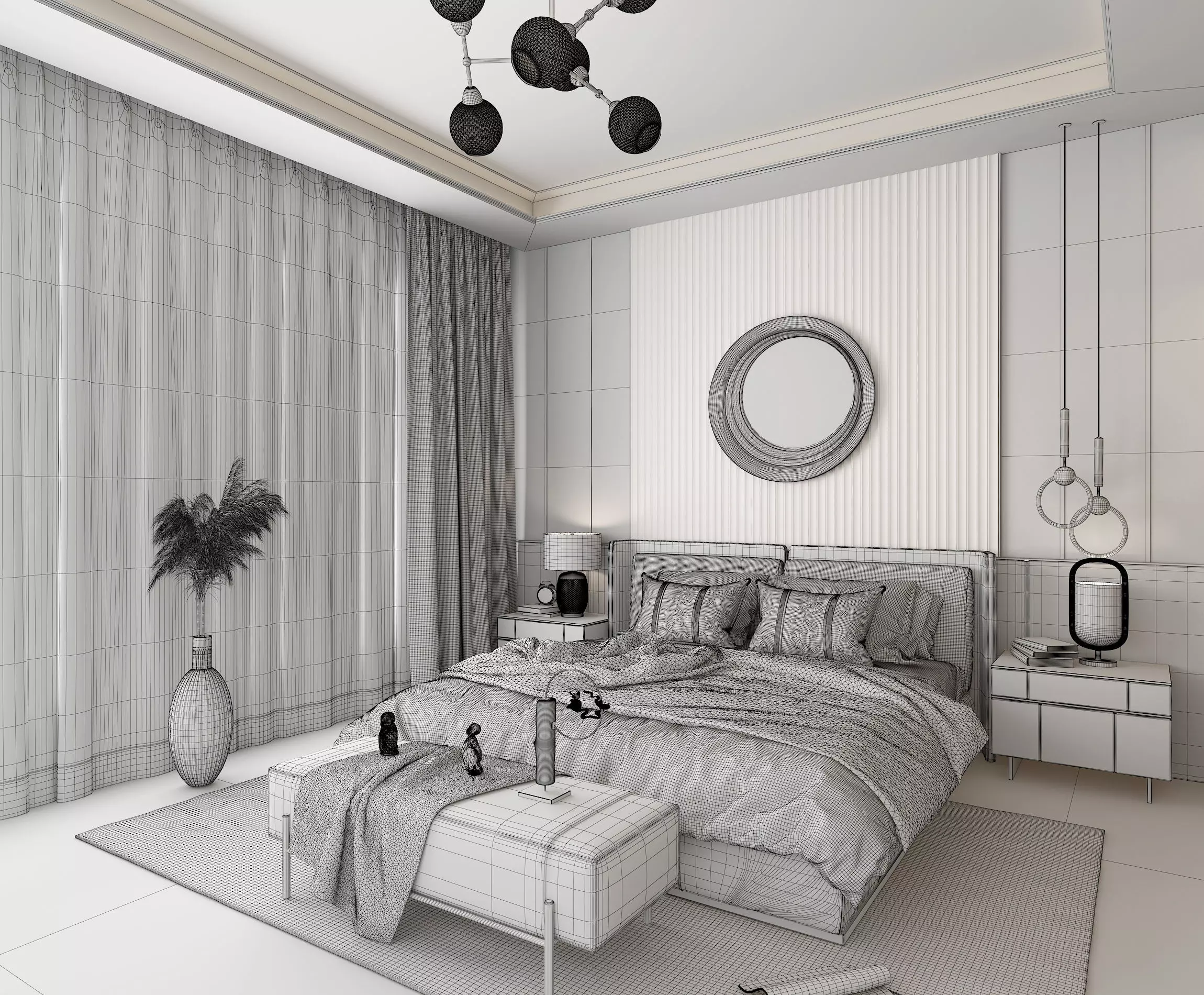 Modern Bedroom Scene 8 3D model_8