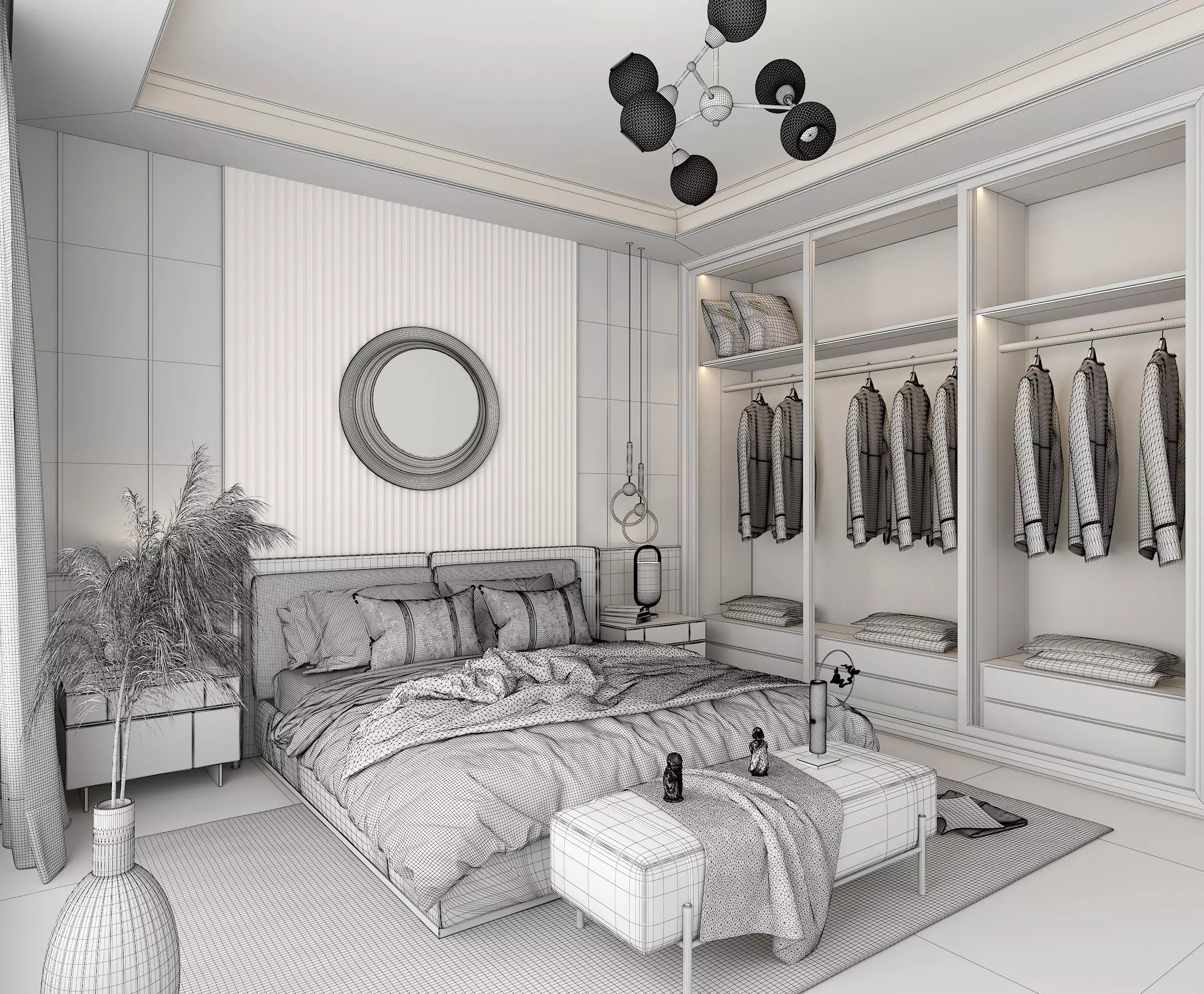 Modern Bedroom Scene 8 3D model_9