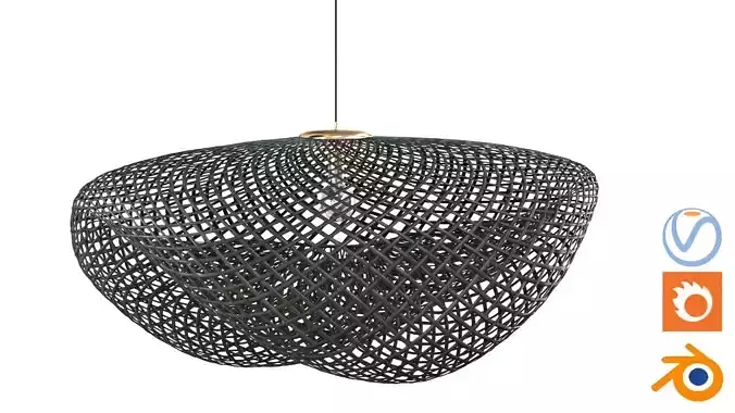 Black Vertigo Bamboo Rattan Pendant Lamp
