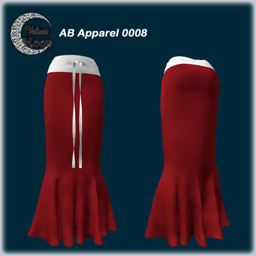 VM A0008 -  Stylish long skirt with ruffles and matching belt Low-poly 3D model