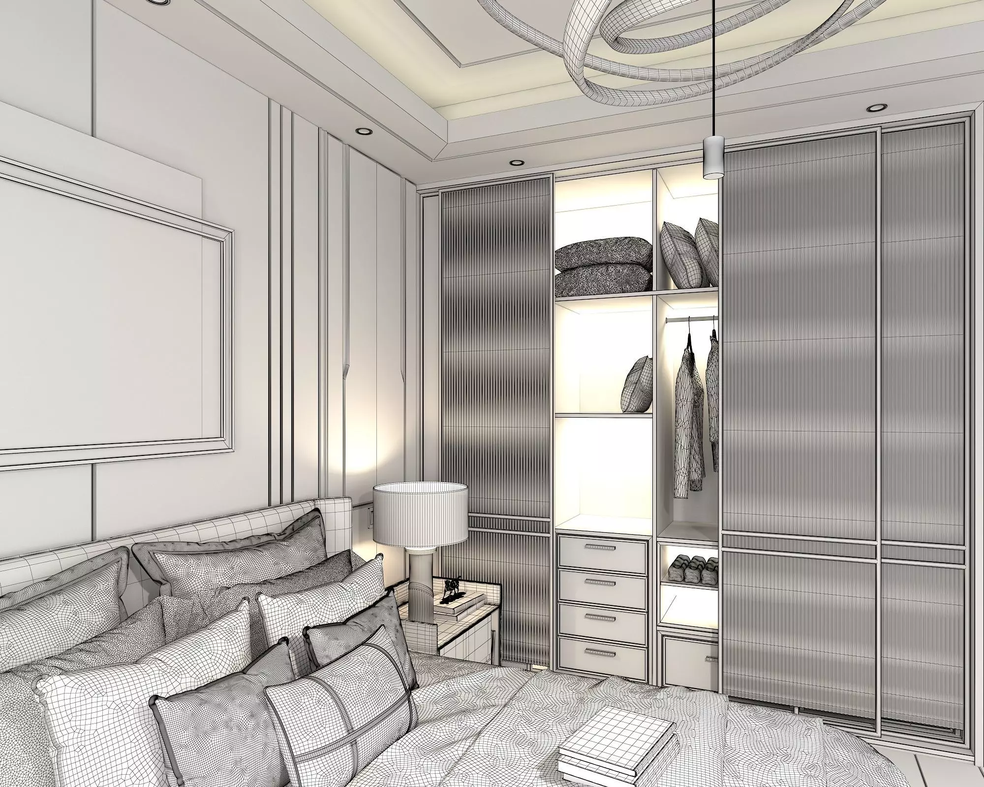 Modern Bedroom Scene 11 3D model_9