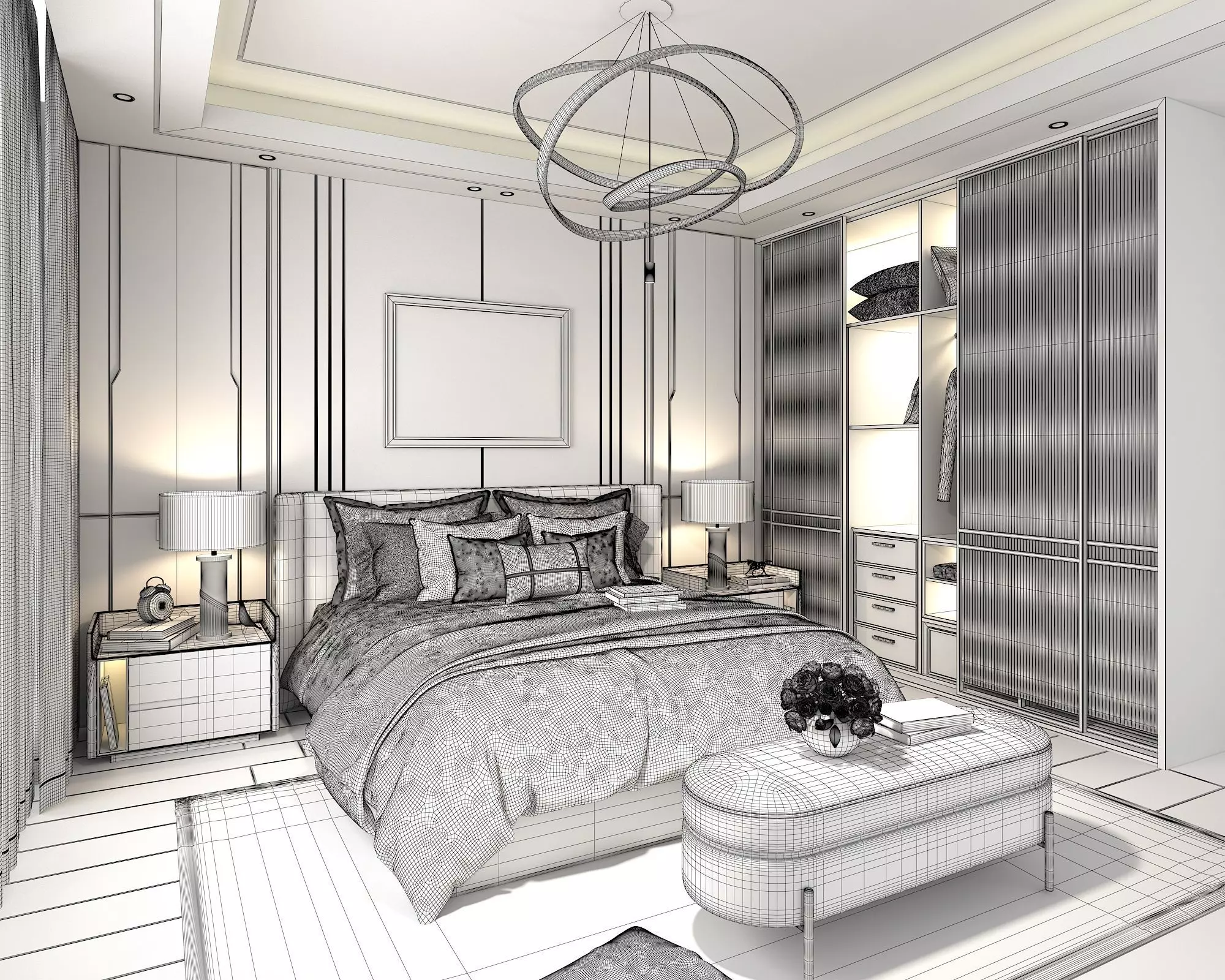 Modern Bedroom Scene 11 3D model_8