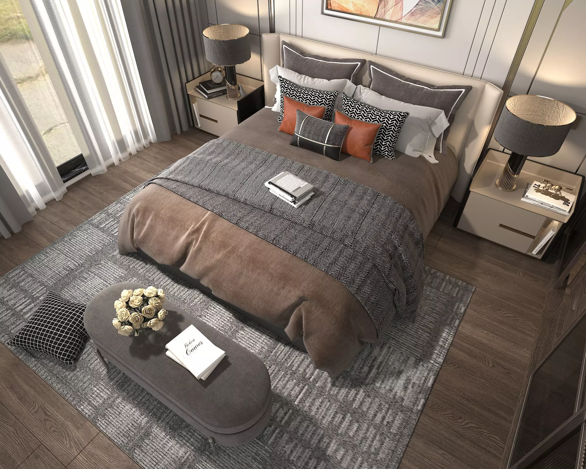 Modern Bedroom Scene 11 3D model_5